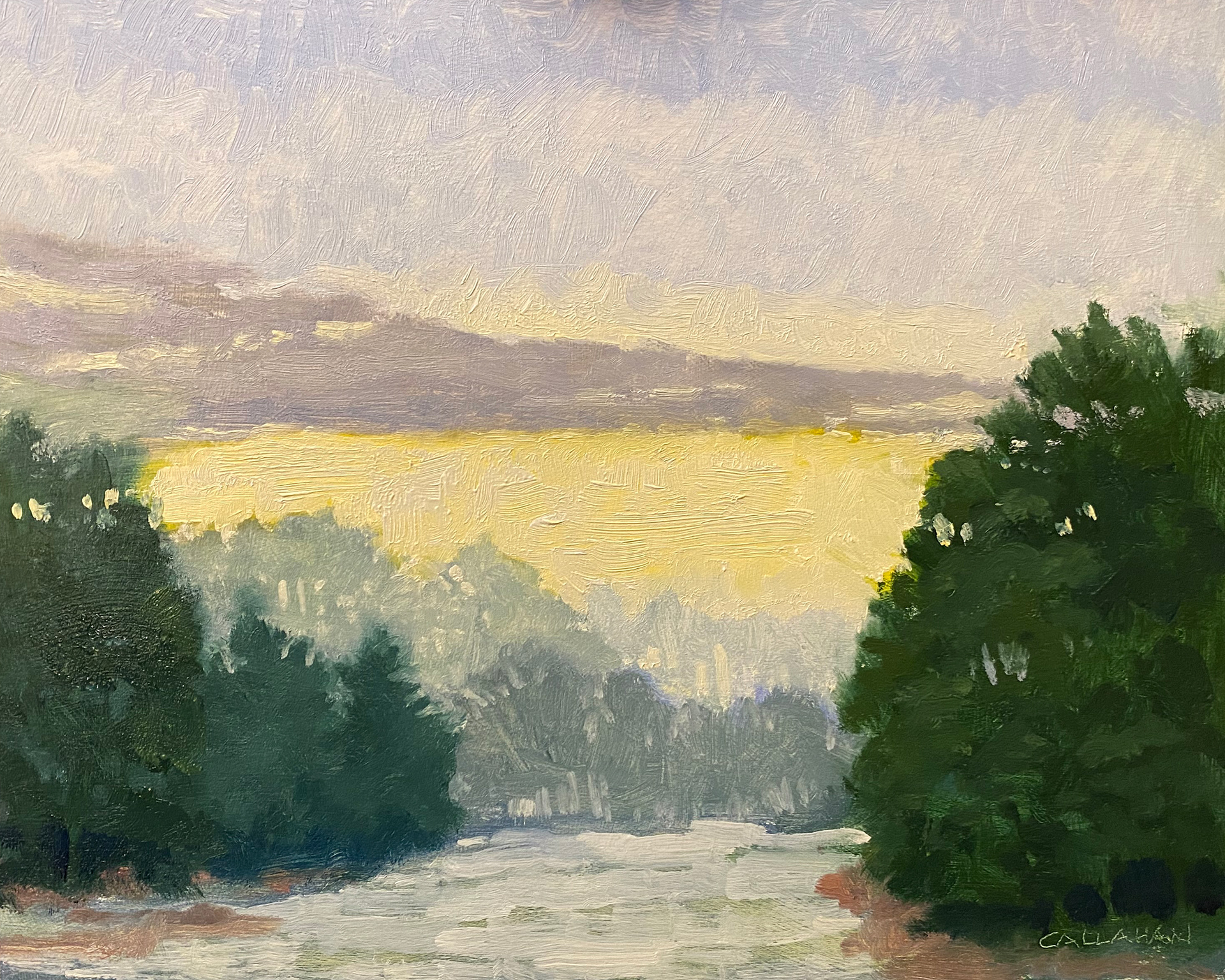 Late Afternoonin January 10x8 oil on Mylar 