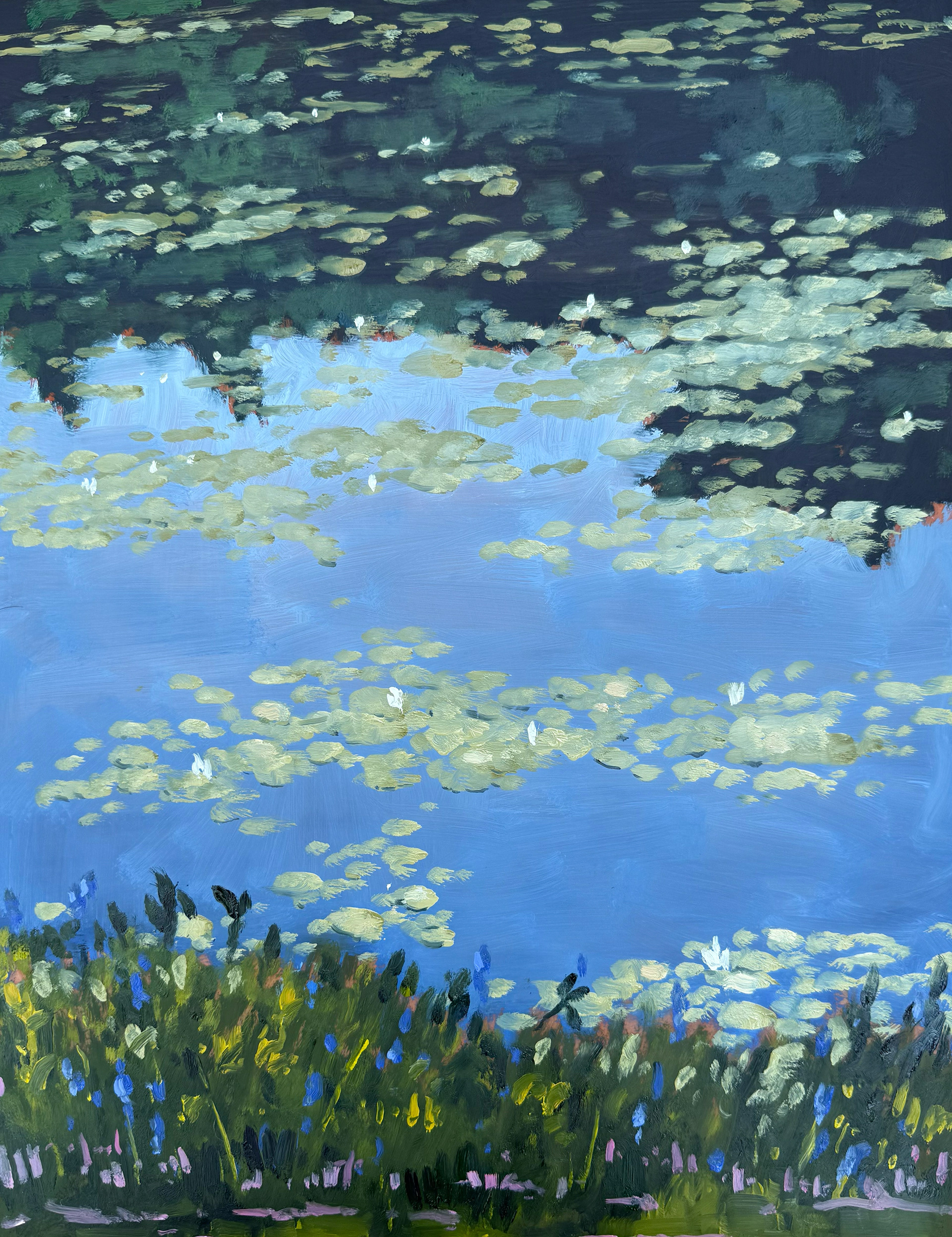 Summer Pond 2, 11x14 oil on mylar
