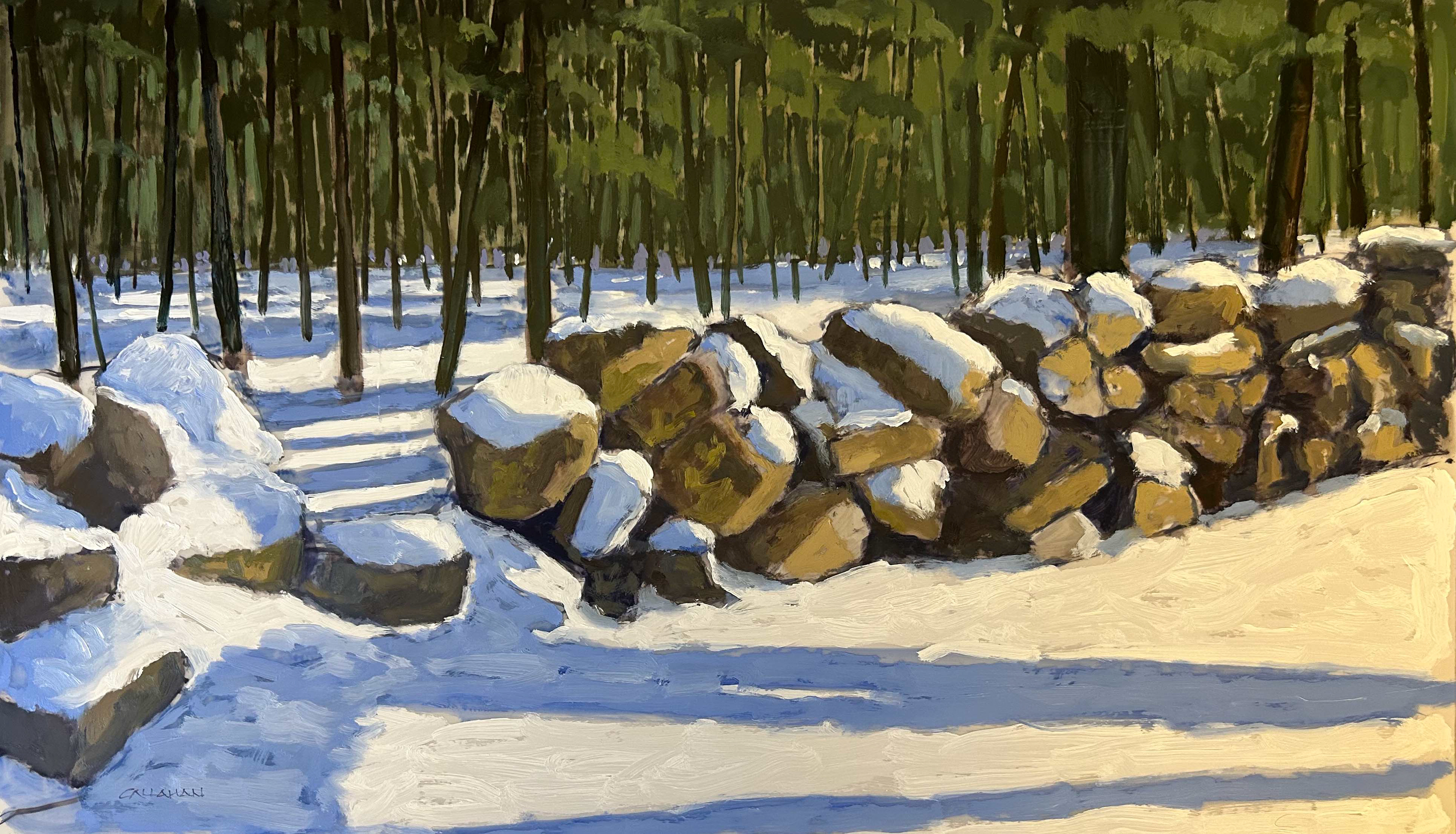 Stonewall in Winter 24x14 Oil on Mylar