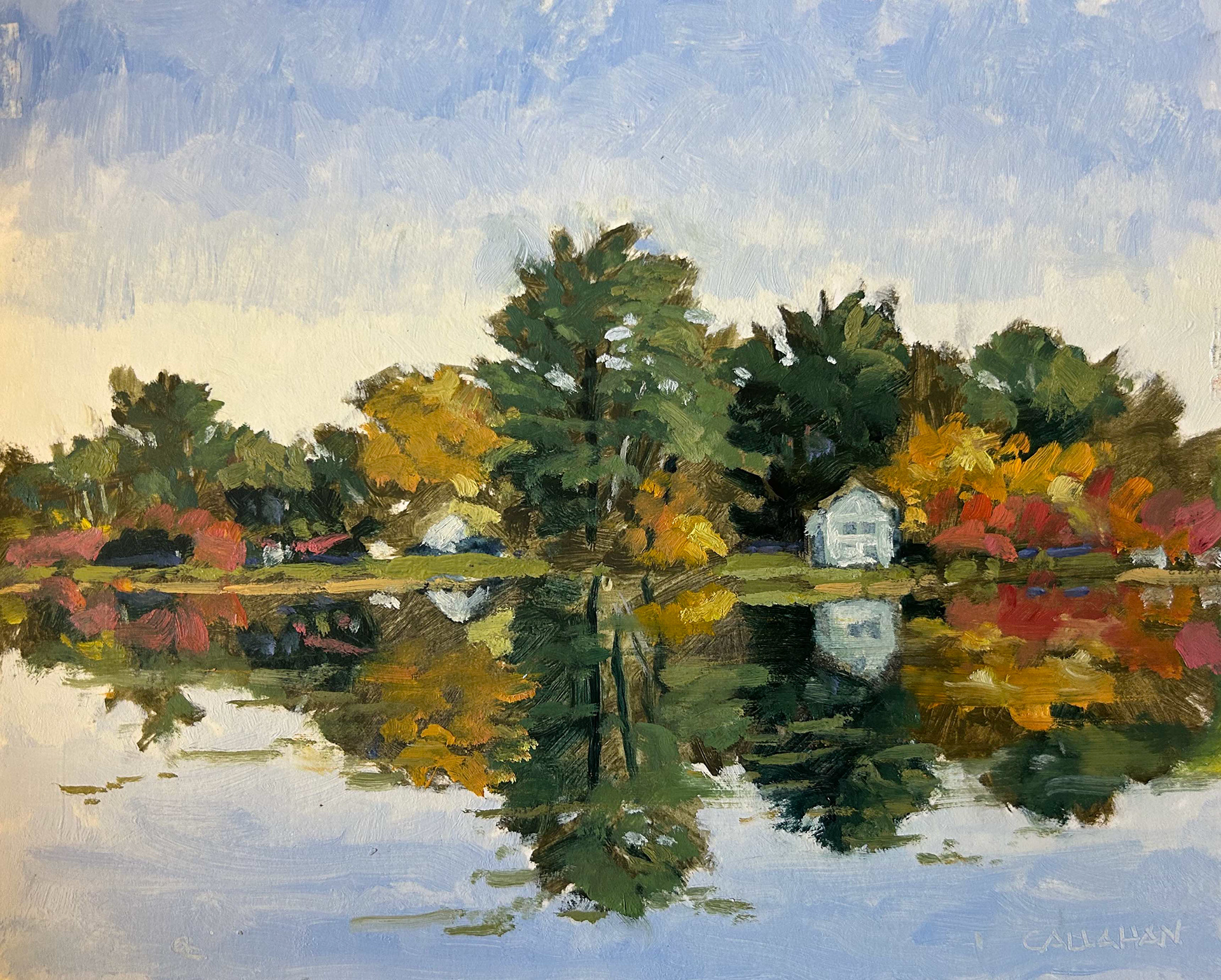 Shore of Kimball Lake 10x8 oil on panel.