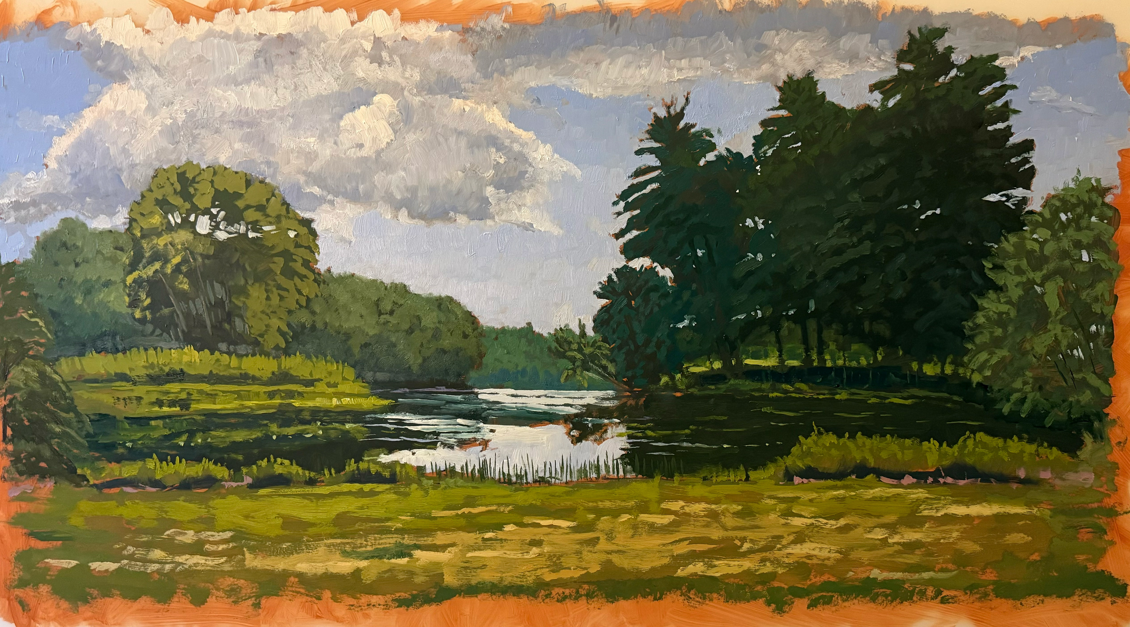 Kimball Lake July, 36" x 24"  oil on mylar