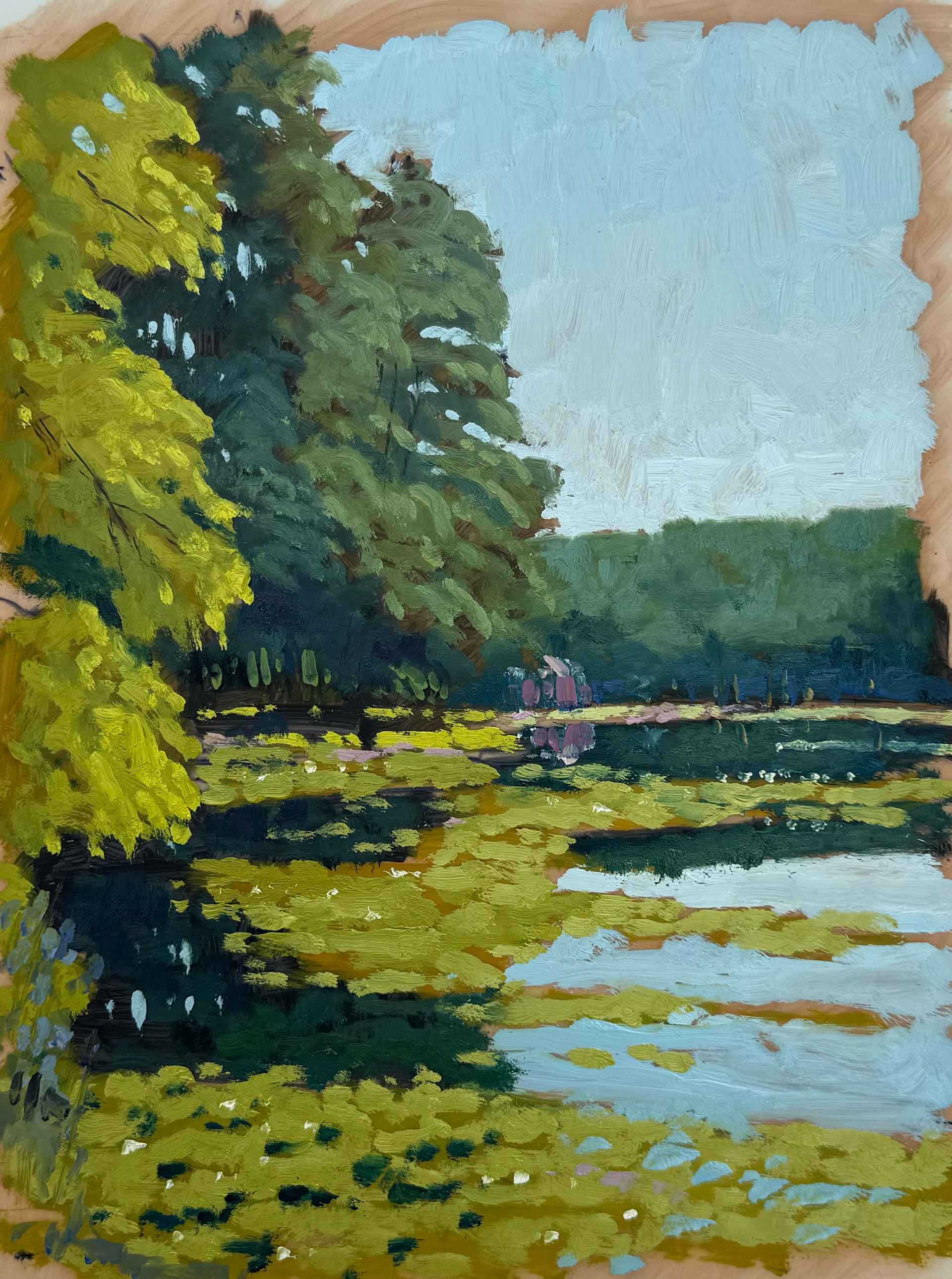 Summer Pond 5, 11x14 oil on mylar