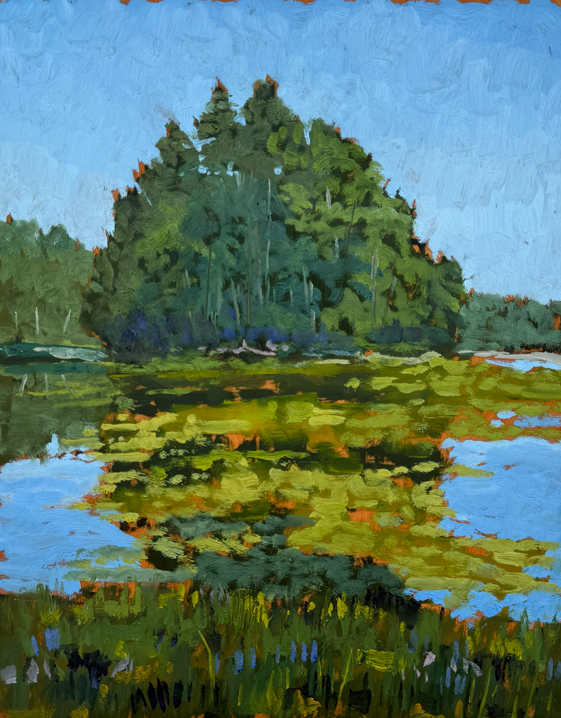 Summer Pond4, 11x14 oil on mylar
