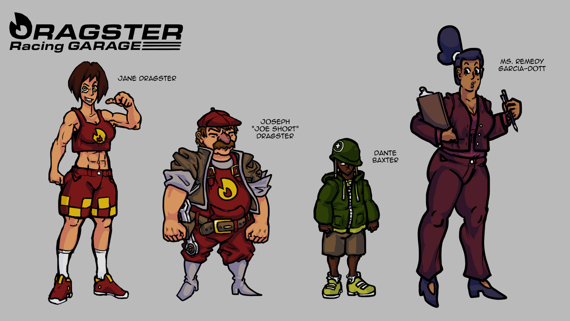 REVERB Dragster Racing Garage Cast Lineup