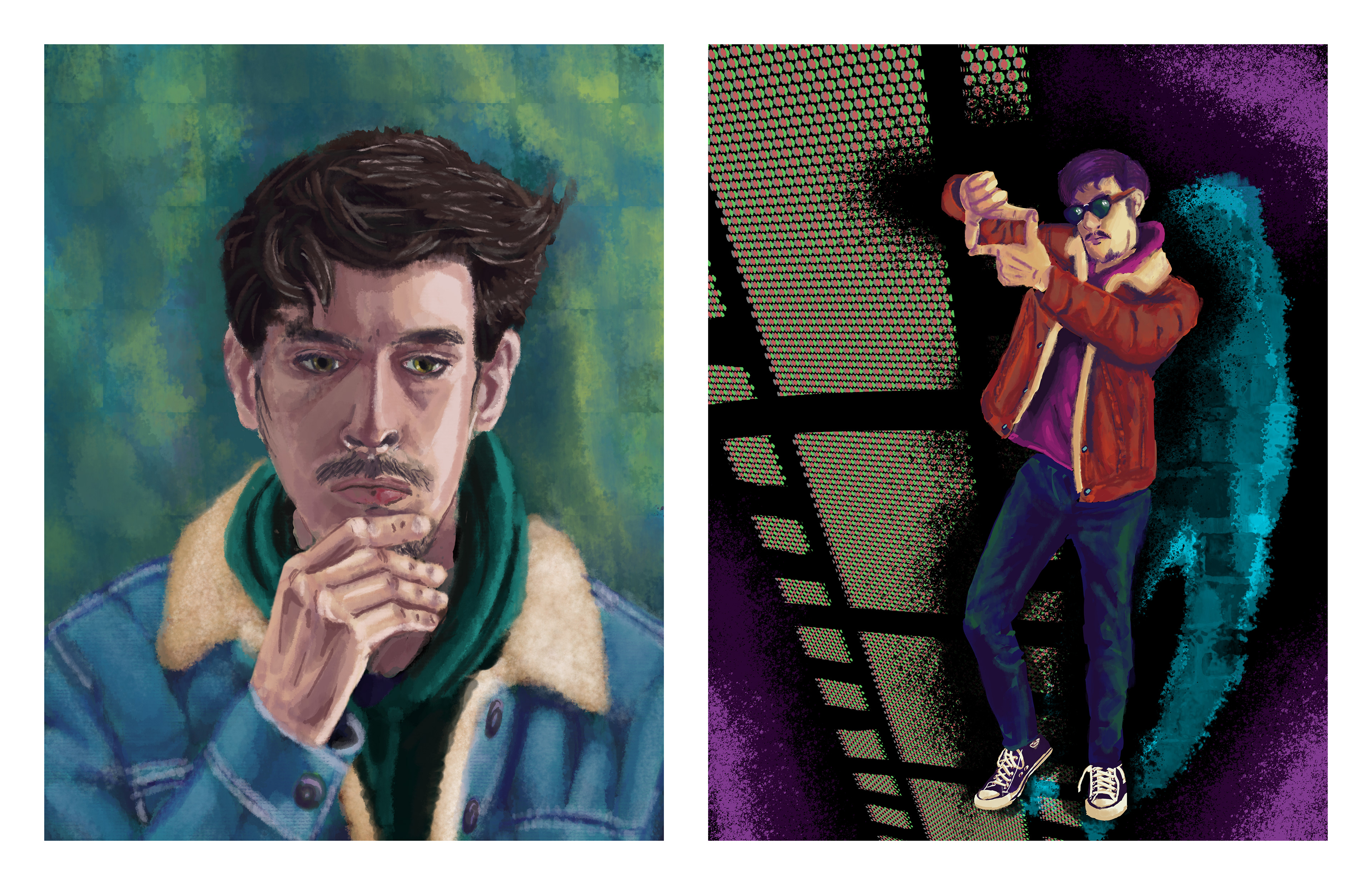 2023 Digital Painting Self-Portrait Diptych