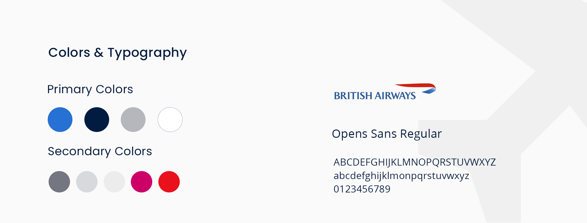 Colors & Typography based on British Airways Brand Guidelines