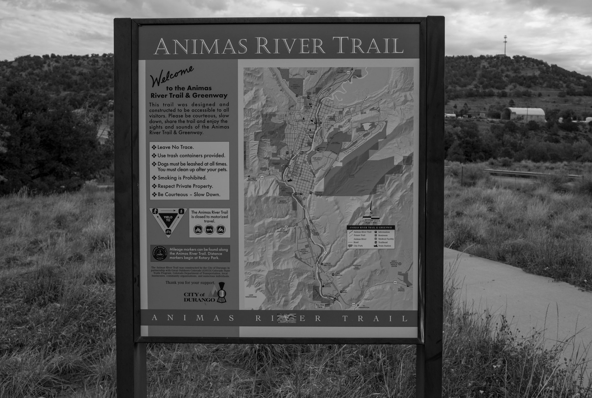Round trip walk of the entire Animas River Trail in Durango, CO. I started early morning at the northern trailhead, Oxbow Park and Preserve, and walked south until reaching the end at Dallabetta Park. It took me about 3 hours to walk the 8.3 miles to the end before turning around to head back to Oxbow Park.