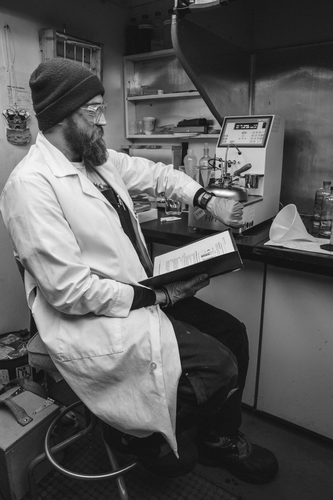 Mikey in the testing lab learning to test fuels.