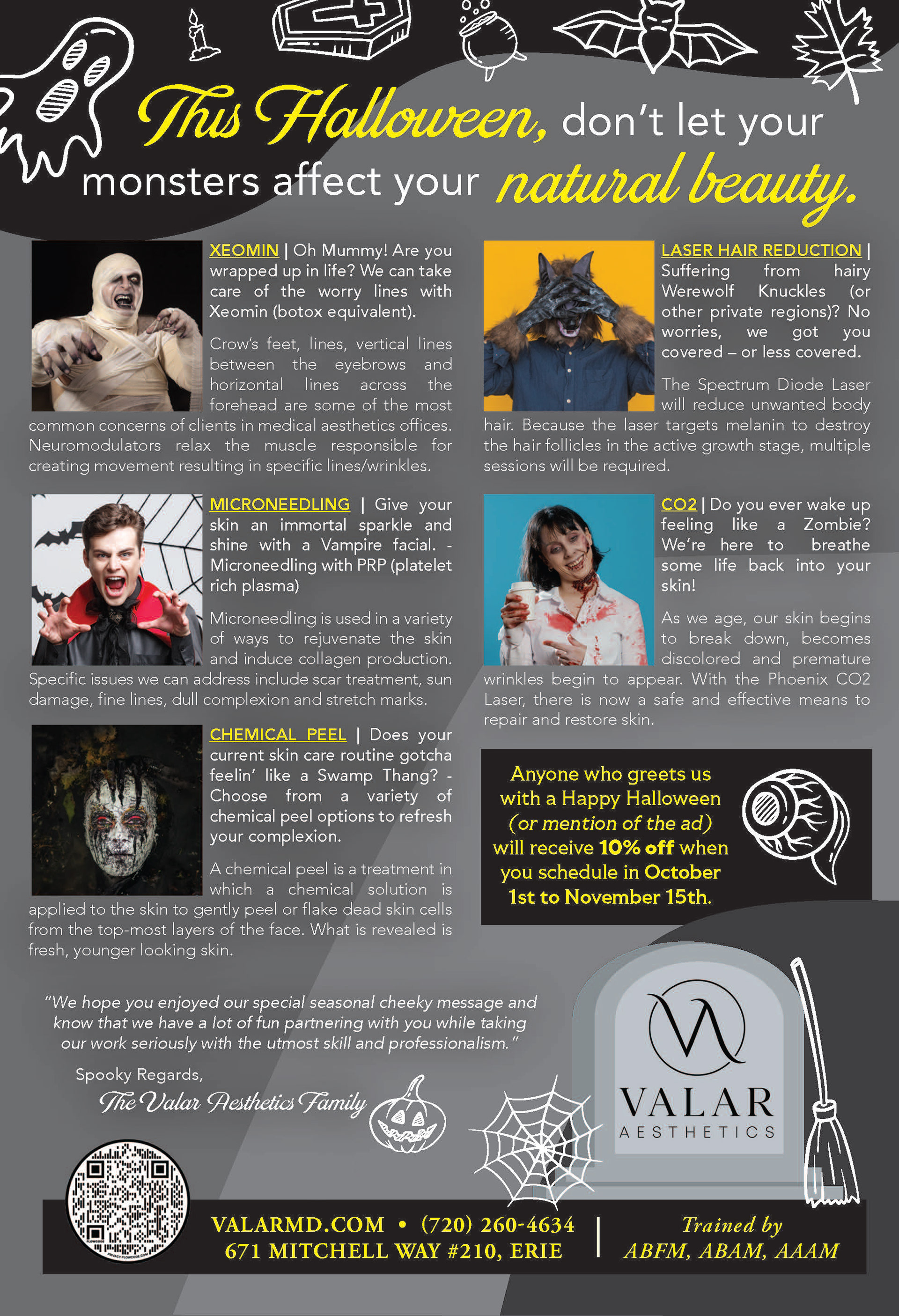 Valar Aesthetics Halloween ad