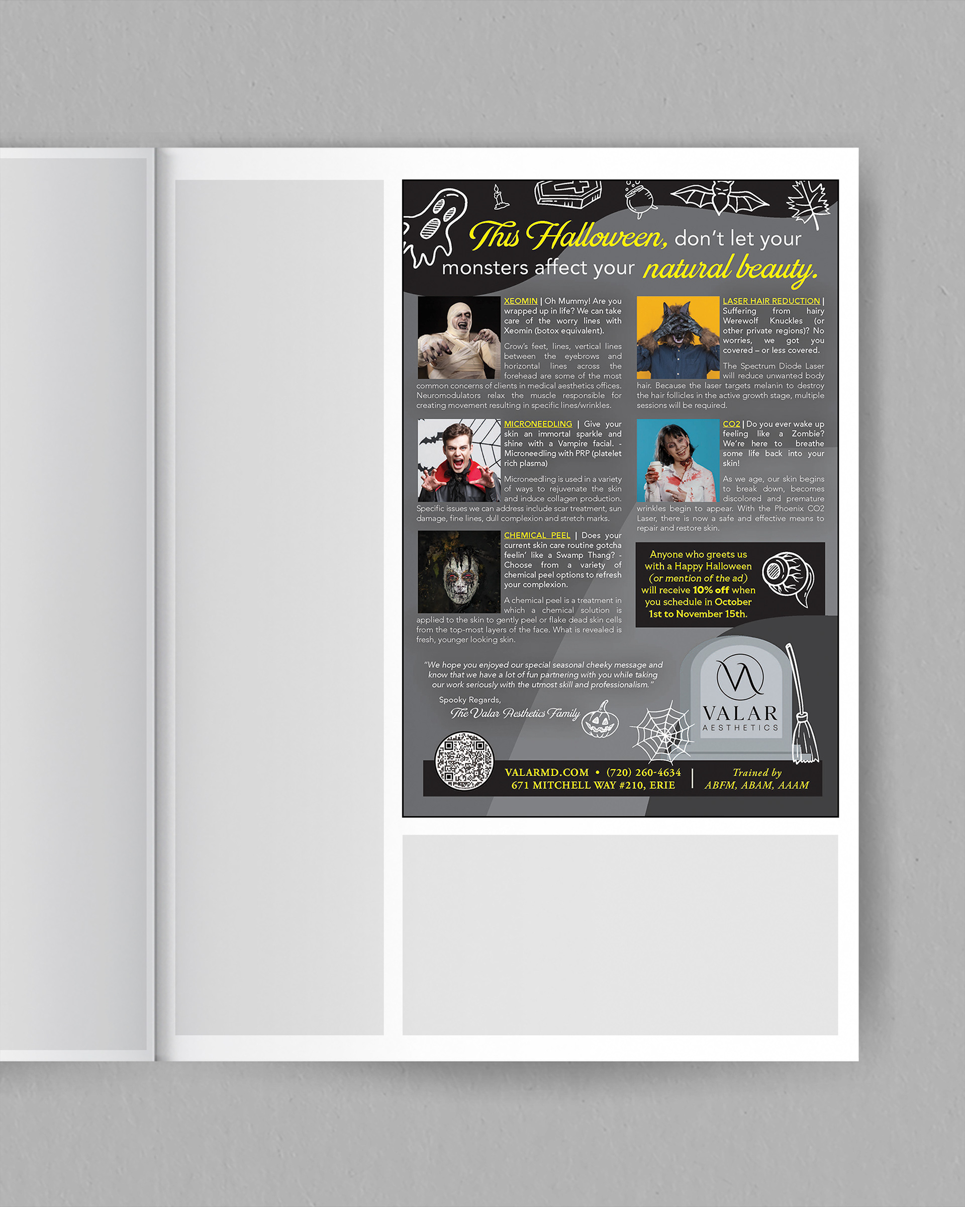 Valar Aesthetics Halloween ad mockuo