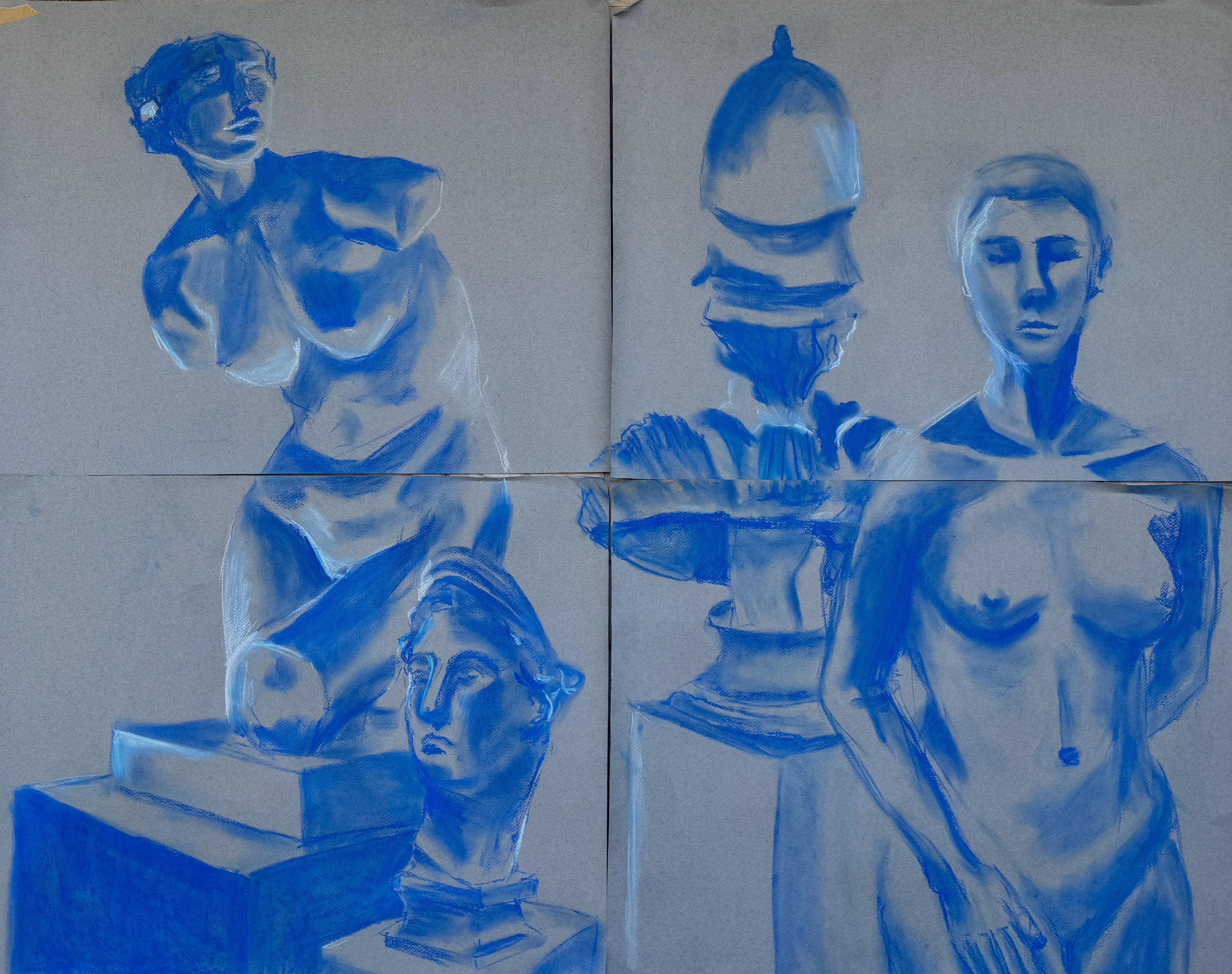 4 sheet panel, soft pastels on paper, 84.1 x 118.9 cm