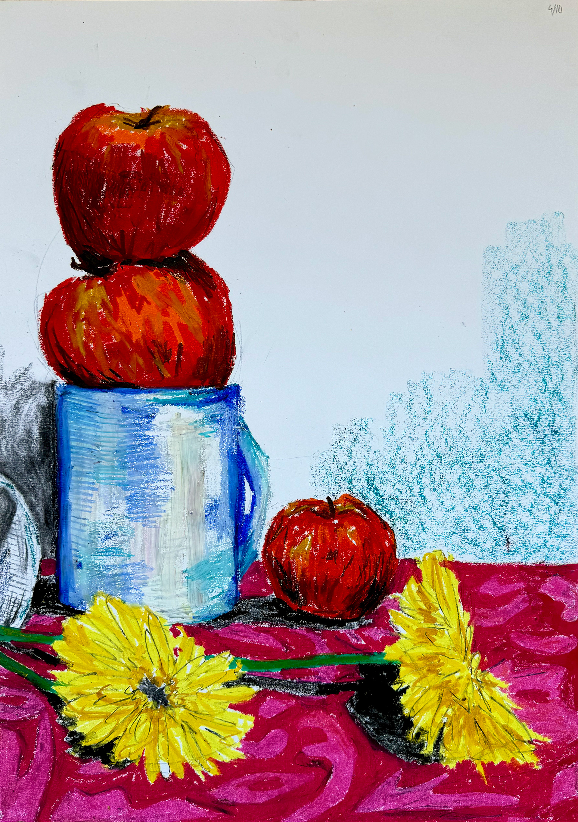 oil pastels on paper, 42 x 59.4 cm