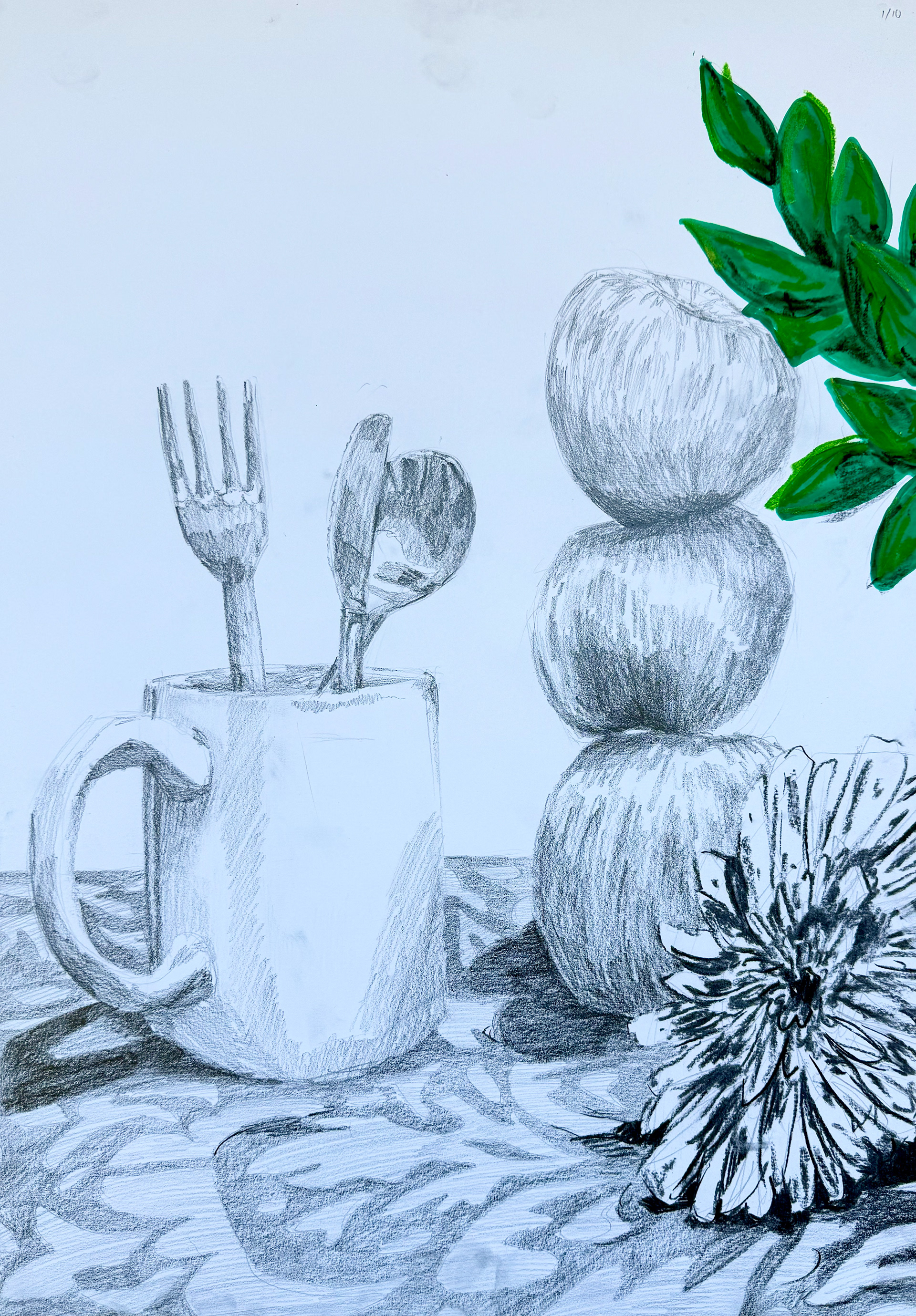 graphite and markers on paper, 42 x 59.4 cm