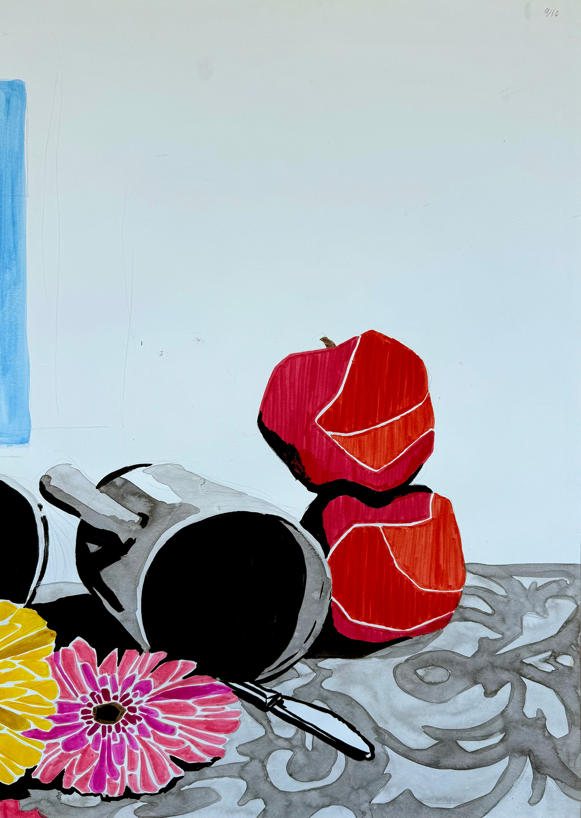 markers and watered down Indian ink on paper, 42 x 59.4 cm