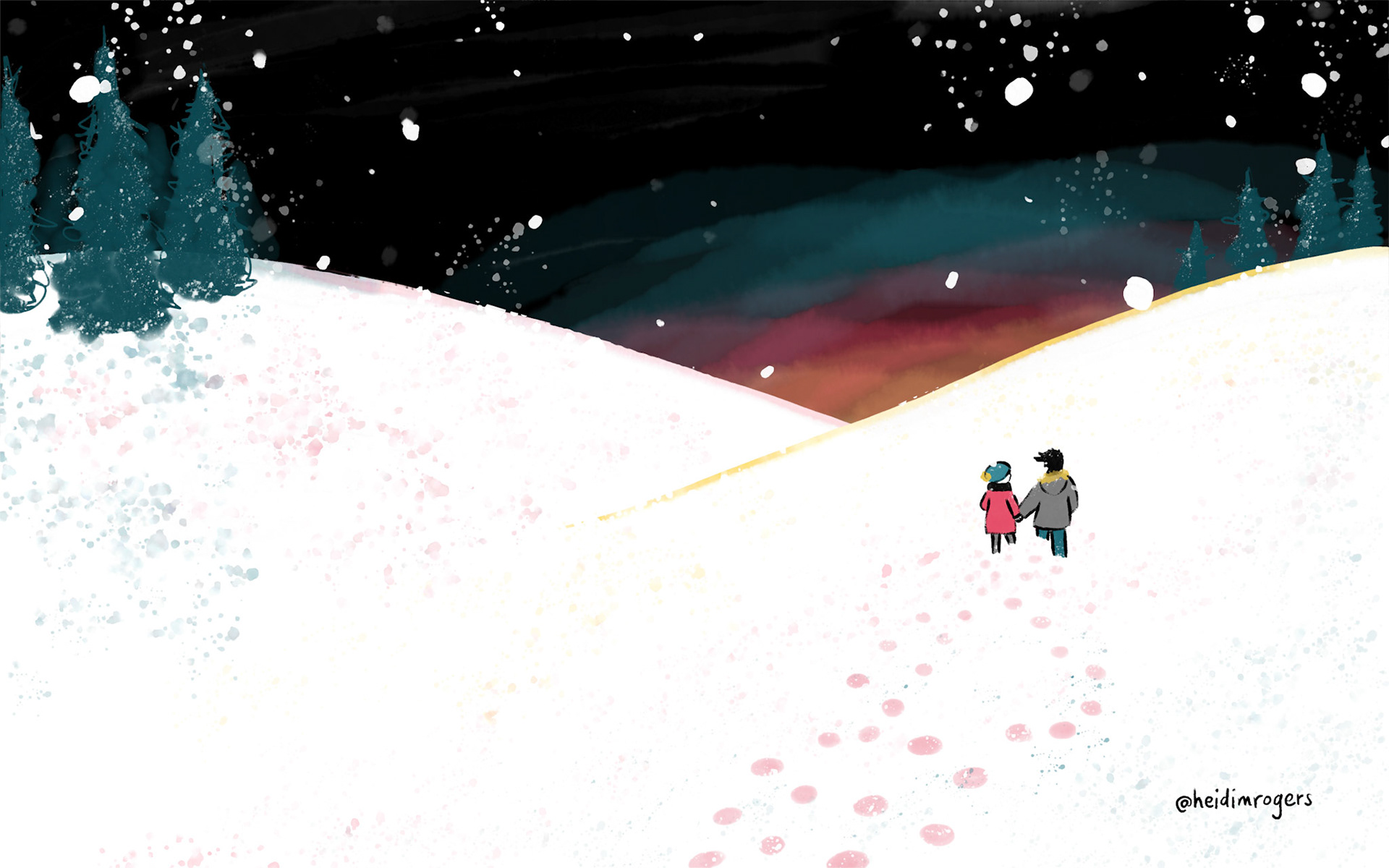 Image 1 in a series for the Instagram #advent_challenge2021, where I created a short story in graphic novel format, in various stages of completion.