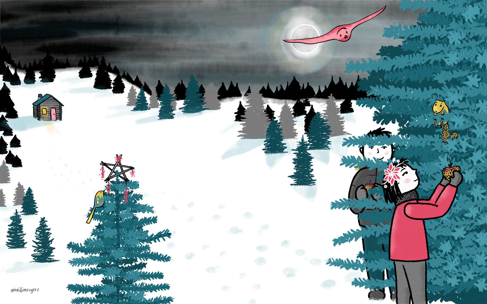 Image 5 in a series for the Instagram #advent_challenge2021, where I created a short story in graphic novel format, in various stages of completion.