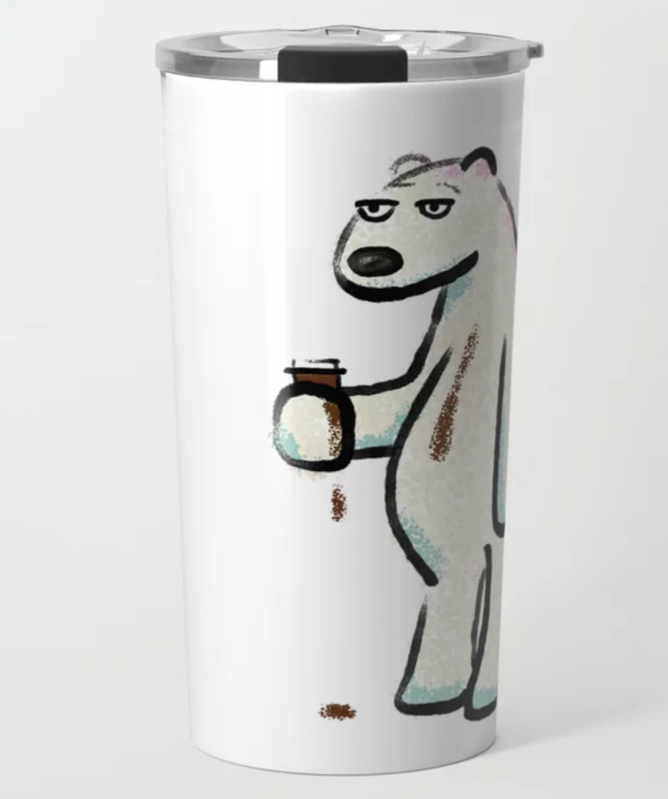 Polar bear with a coffee spill