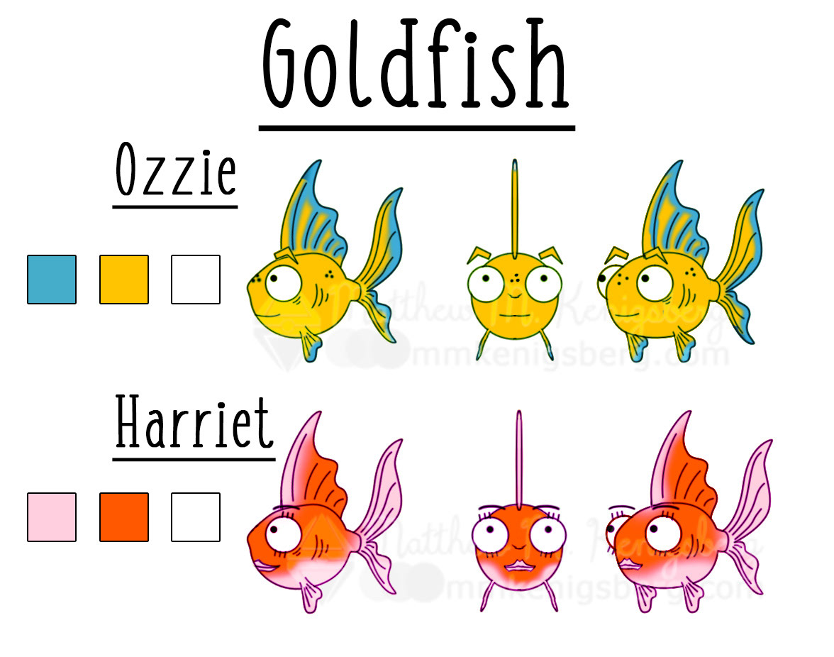 Fish Flakes Character sheet - Ozzie and Harriet gold fish