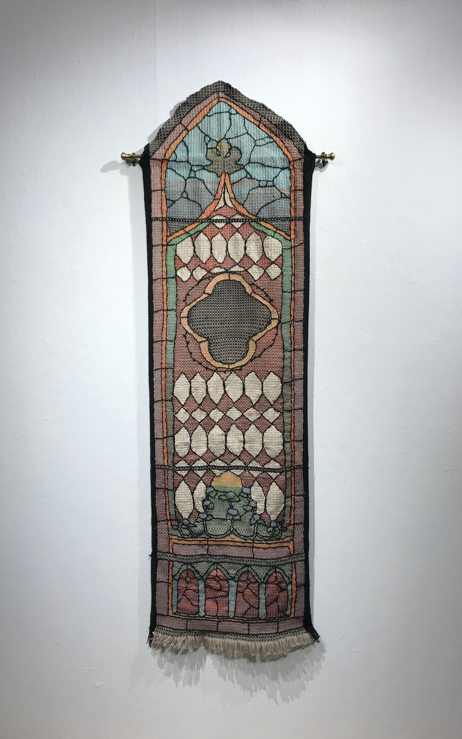 Trinity. 2018. Handwoven, hand-dyed cotton blend. Tapestry in Traditional Birds Eye Twill. 70"x23"