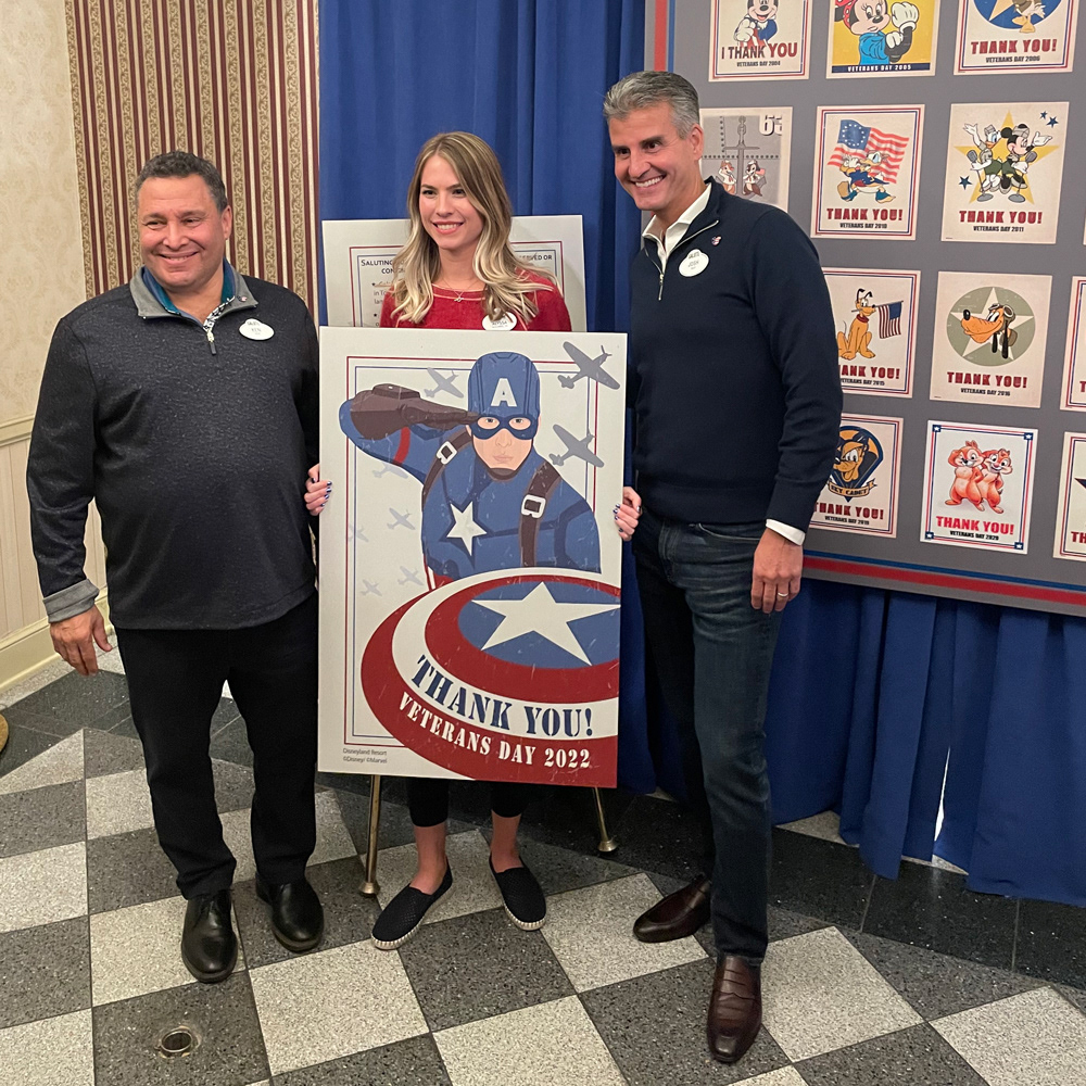 Alyssa Kyranakis, Ken Potrock & Josh D' Amarro with the 2022 Veterans Day Character Sketch