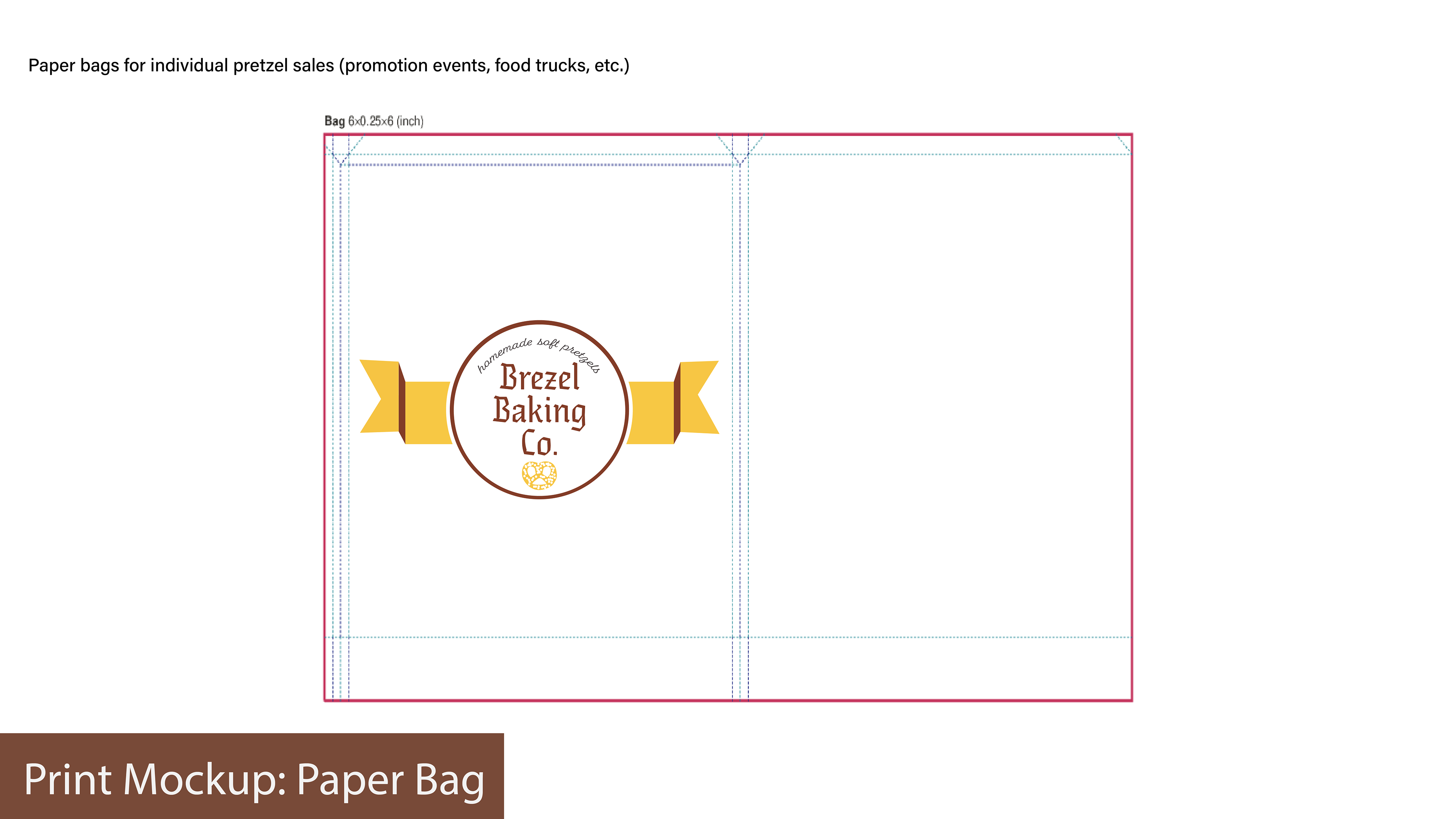 Paper bag die cut design, for individual pretzel sales