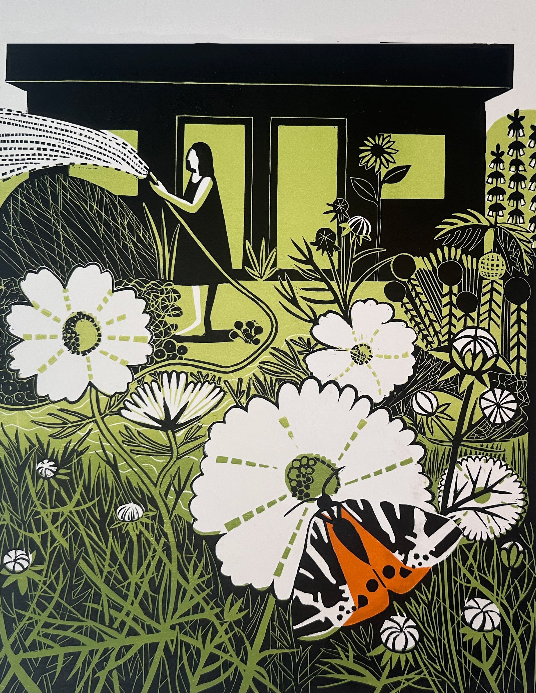 Cosmos Jungle Linoprint 