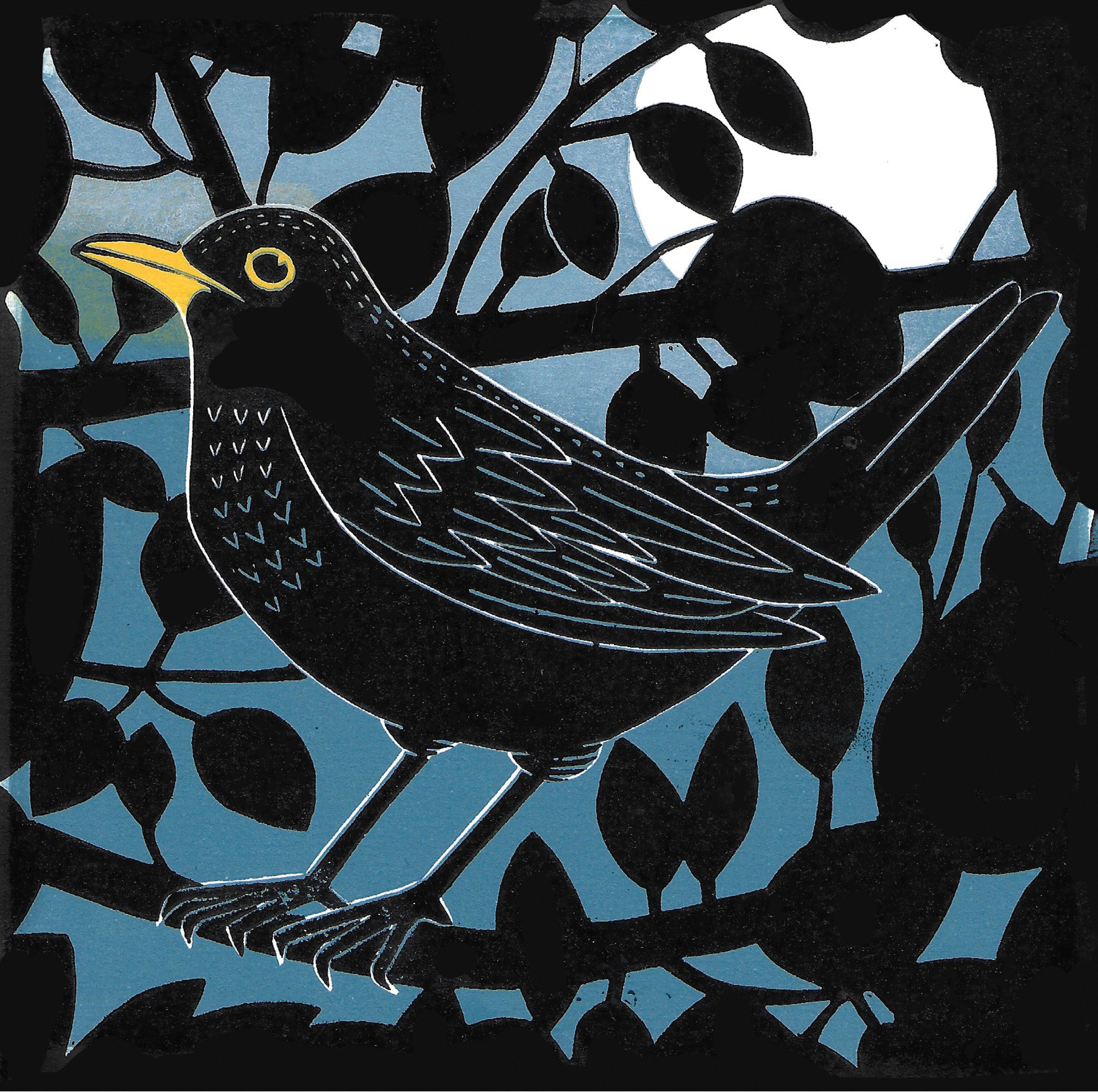 Night Song - Reduction Linoprint
