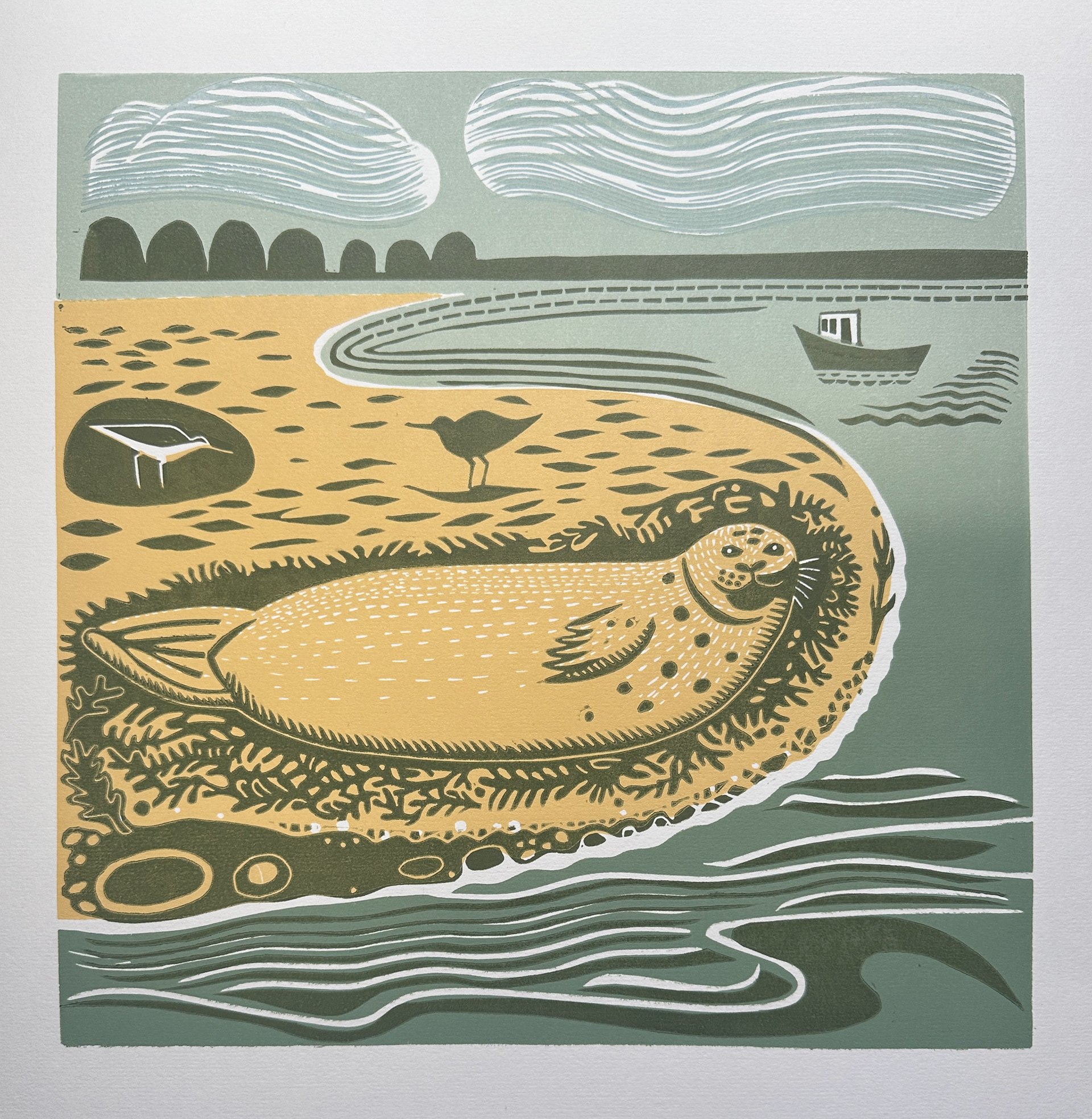 Seal Sighting - Multi block linoprint - £140