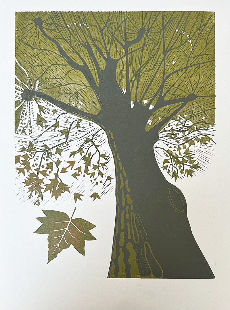Looking up - Multiblock linoprint 