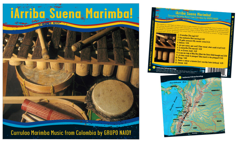 "¡ARRIBA SUENA MARIMBA!" GRUPO NAIDY CD PACKAGE: Creative direction, photography, design and production. (Property of Smithsonian Folkways)