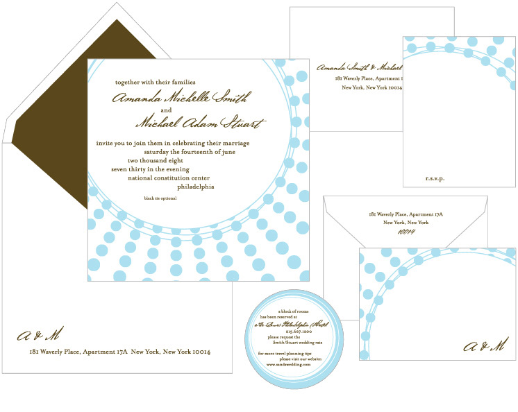 "BLUE DOTS" LETTERPRESS WEDDING SUITE DESIGN: Creative direction, design and production.