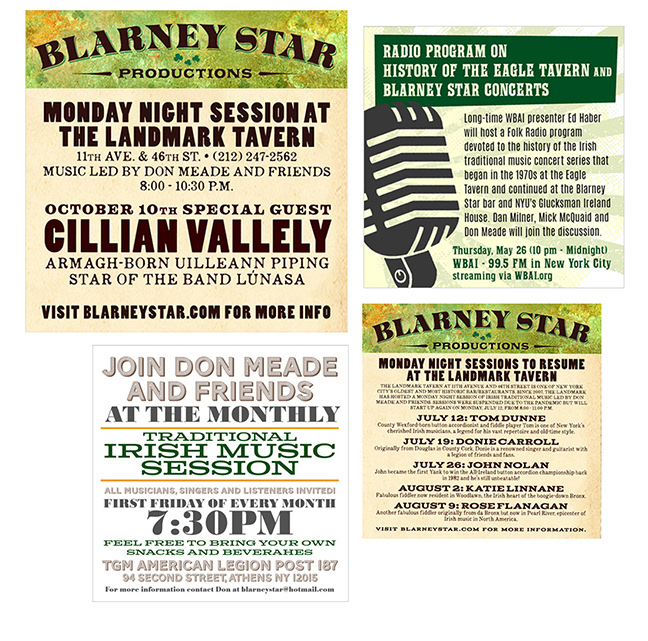 "BLARNEY STAR PRODUCTIONS" AND RELATED EVENTS SOCIAL MEDIA POSTS: Creative direction, design and production.