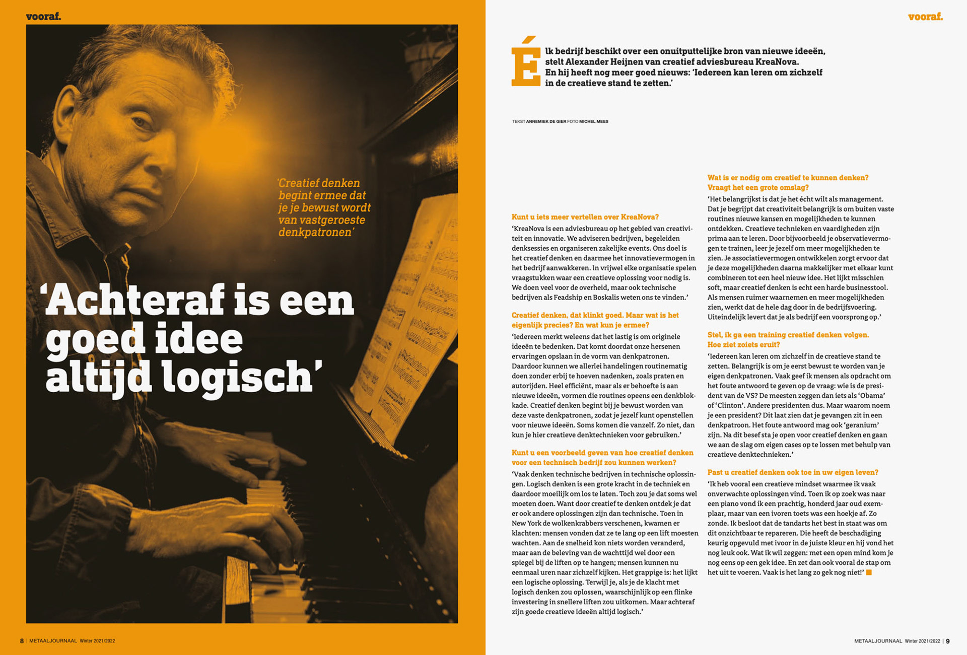 Portret Alexander Heijnen voor Metaaljournaal