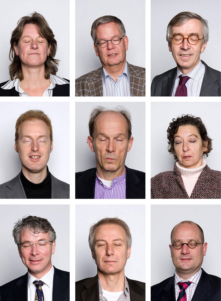 portretten serie van mensen met gesloten ogen