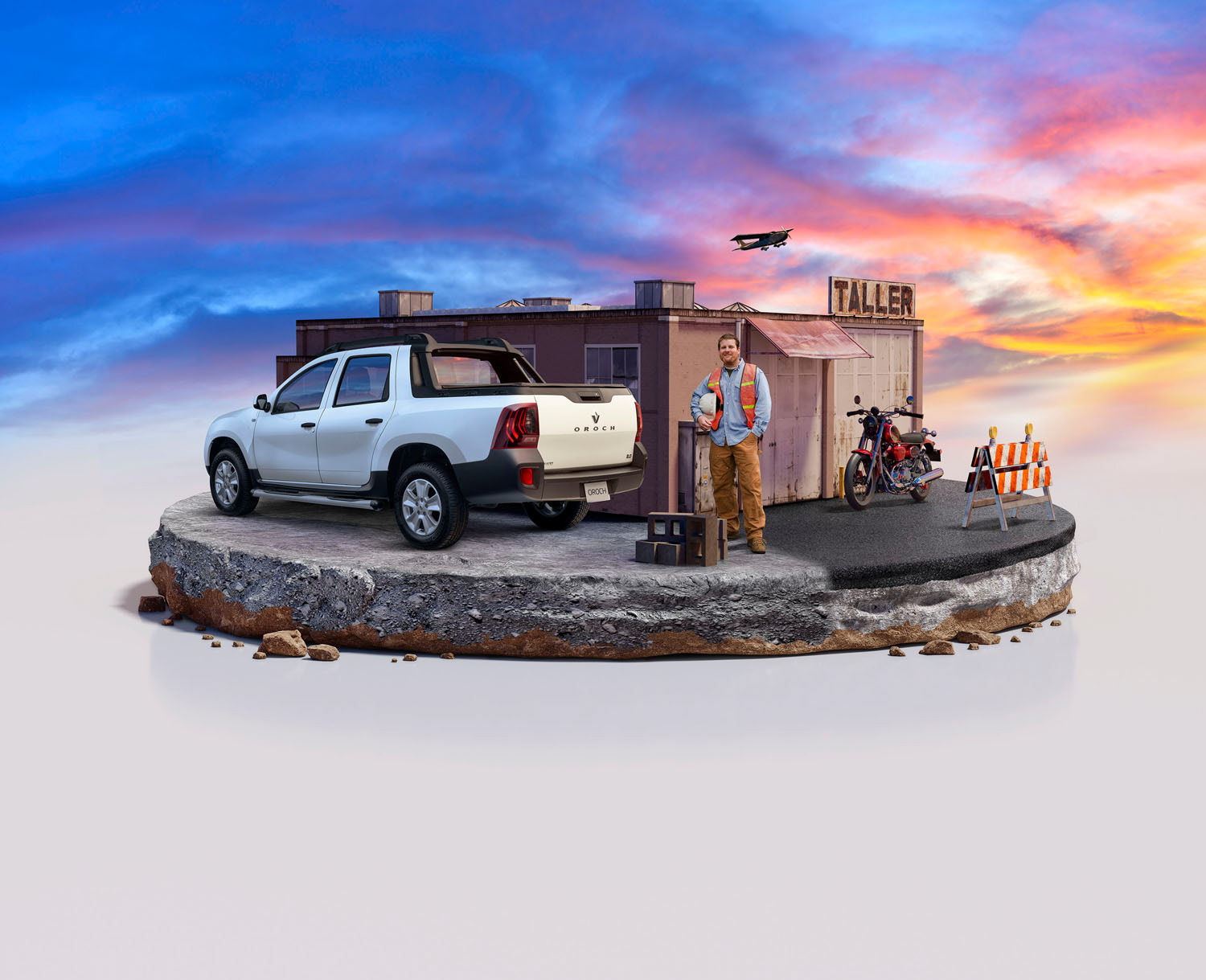 Armado con Objetos en 3D, Solo Camioneta y personas son foto