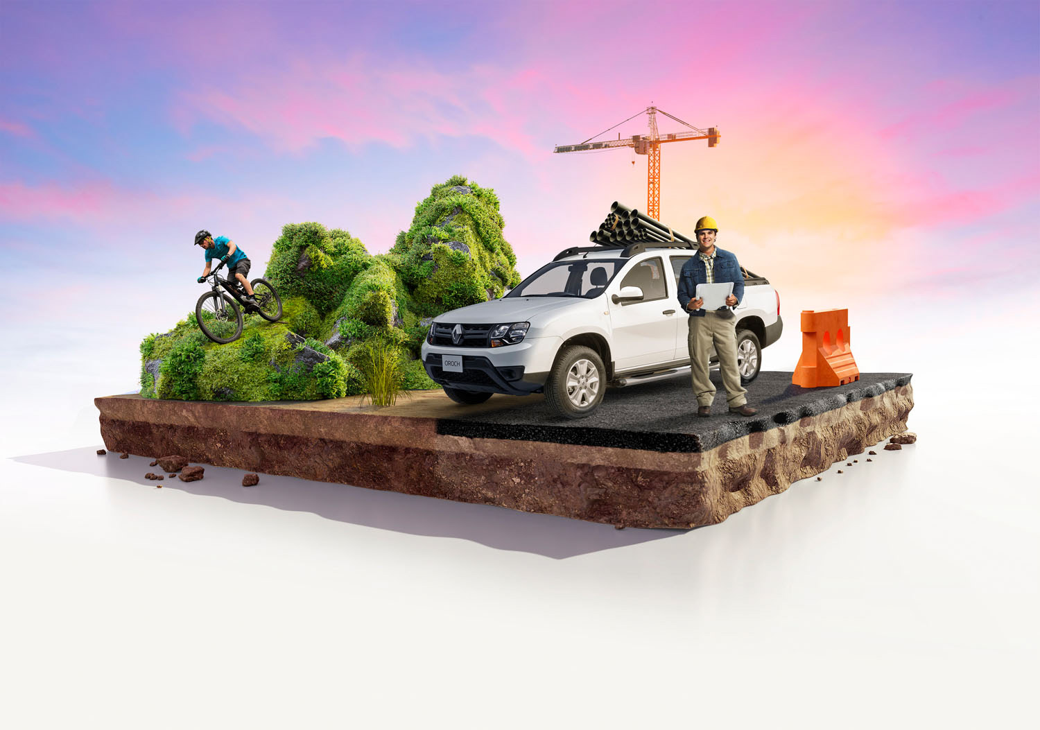Armado con Objetos en 3D, Solo Camioneta y personas son foto