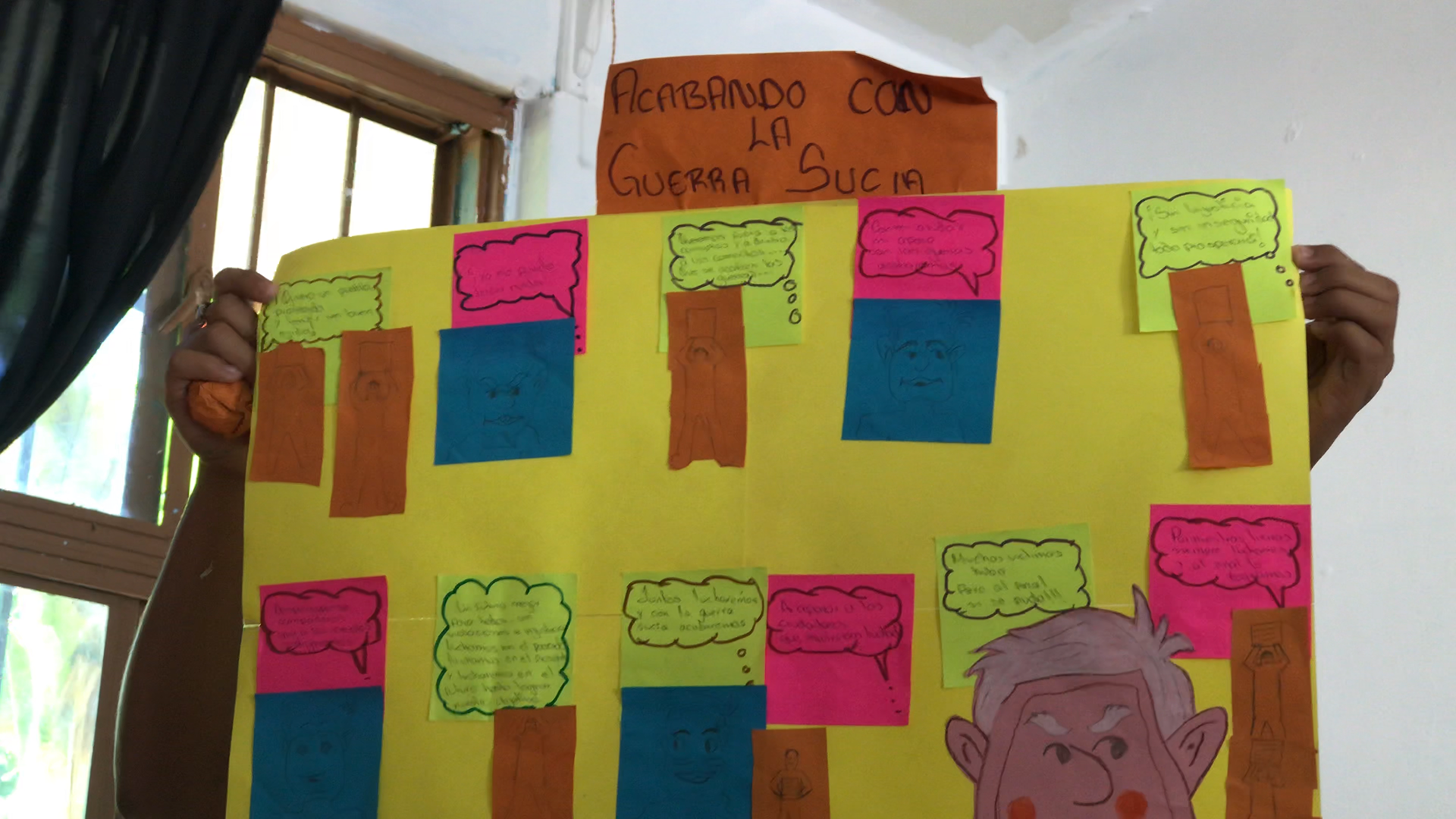 Participatory exercises with middle school students to learn about El Quemado's tragic past.