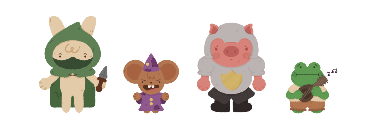 The Initial 4 Characters of Mossvale, 2026 - Procreate