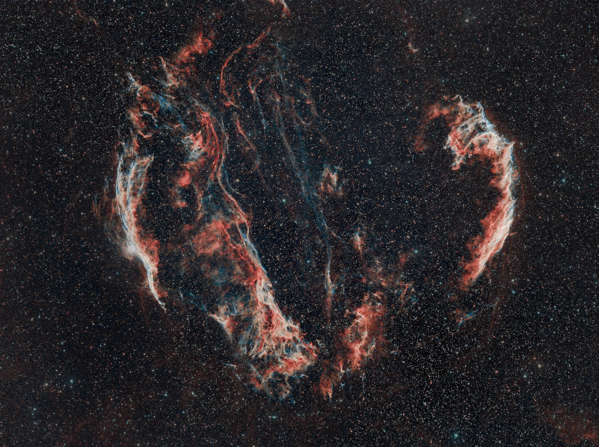 Les Dentelles du Cygne forment un rémanent de supernova dont l'explosion remonterait à une dizaine de milliers d'années. Elles se situent dans la constellation du Cygne. Le nom normalisé de ce rémanent est SNR G074.0-08.6, qui est quelquefois également appelé boucle du Cygne, terme issu de la traduction littérale de son nom anglais (Cygnus Loop). Cet objet est très vaste (une dizaine de degrés carrés) et très morcelé, notamment dans le domaine visible. Il n'a reçu que récemment une désignation qui s'applique à l'objet tout entier. On retrouve notamment les Dentelles du Cygne dans le catalogue Sharpless sous la désignation de Sh2-103. On la connaît cependant mieux en tant que groupe de plusieurs parties brillantes grosso modo disposées en cercle : la Grande Dentelle, la partie la plus brillante, se situe dans la région nord-est. Elle a la forme d'une virgule composée de filaments très fins s'étendant sur 1,2° suivant un axe NO-SE pour une largeur de l'ordre de dix minutes d'arc. Elle a été répertoriée par John Dreyer sous les désignations NGC 6992 (partie longiligne du nord-ouest), NGC 6995 (rebiquage au sud-est) et IC 1340 (extensions plus faibles de ce rebiquage) ; la Petite Dentelle se situe à l'opposé de la grande, à 2,5° au sud-ouest de cette dernière. Elle présente la particularité d'effleurer visuellement une étoile visible à l'œil nu (magnitude 4,2), 52 Cygni, ce qui rend le pointage aisé pour l'astronome amateur. Au nord de cette étoile, la Petite Dentelle est constituée d'un filament comprenant deux brins principaux, s'étendant sur quasiment un demi-degré pour une largeur ne dépassant pas quatre minutes d'arc ; de l'autre côté de l'étoile, le filament s'évase en direction du sud-est autour de trois brins principaux (plus brillants au fur et à mesure que l'on s'éloigne vers l'ouest). Cette partie des Dentelles du Cygne est connue sous la désignation de NGC 6960 (elle n'en constitue en fait qu'une petite partie) ; le Triangle de Pickering se trouve quant à lui au nord-ouest de la nébuleuse. Comme son nom l'indique en partie, il s'agit d'un triangle filamenteux allongé en direction du sud sur environ 45 minutes d'arc (pour une base de 25' de largeur). Il partage avec la Petite Dentelle la désignation de NGC 6960. Le Triangle de Pickering se prolonge par un long filament de plus de deux degrés de long ; quelques nodosités isolées viennent compléter le tableau, toujours avec l'aspect filamenteux que l'on retrouve dans les parties précédentes. Citons notamment NGC 6974 et NGC 6979, un demi-degré au nord-est du Triangle de Pickering.