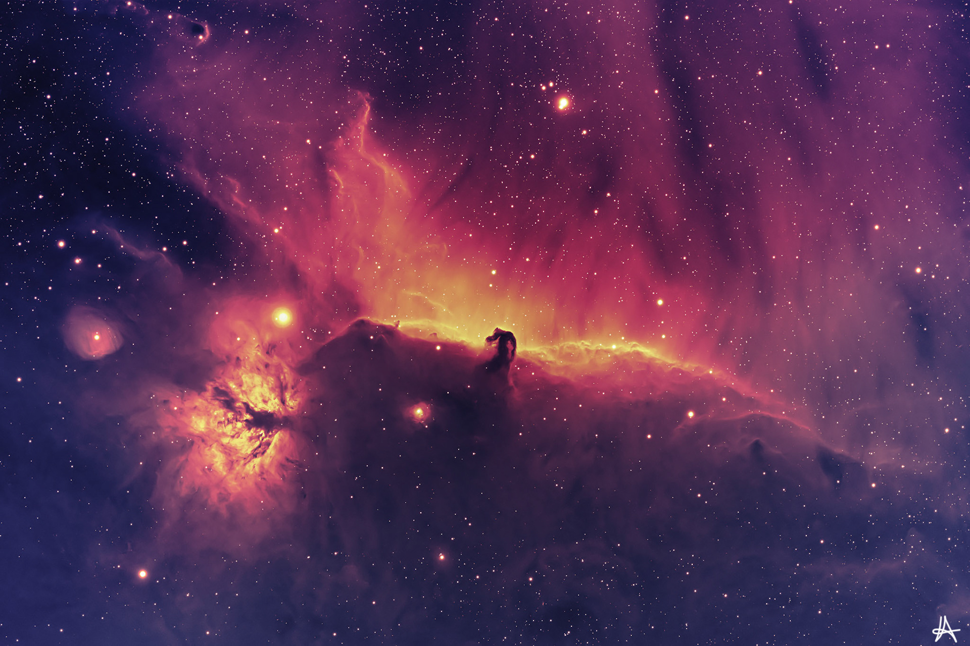 La nébuleuse de la Tête de Cheval, officiellement connue sous le nom de Barnard 33 (IC 434 désigne la nébuleuse émissive à l'arrière-plan), est une nébuleuse obscure dans la constellation d'Orion. La nébuleuse est située juste en dessous d'Alnitak (ζ Ori), l'étoile la plus à l'est de la ceinture d'Orion