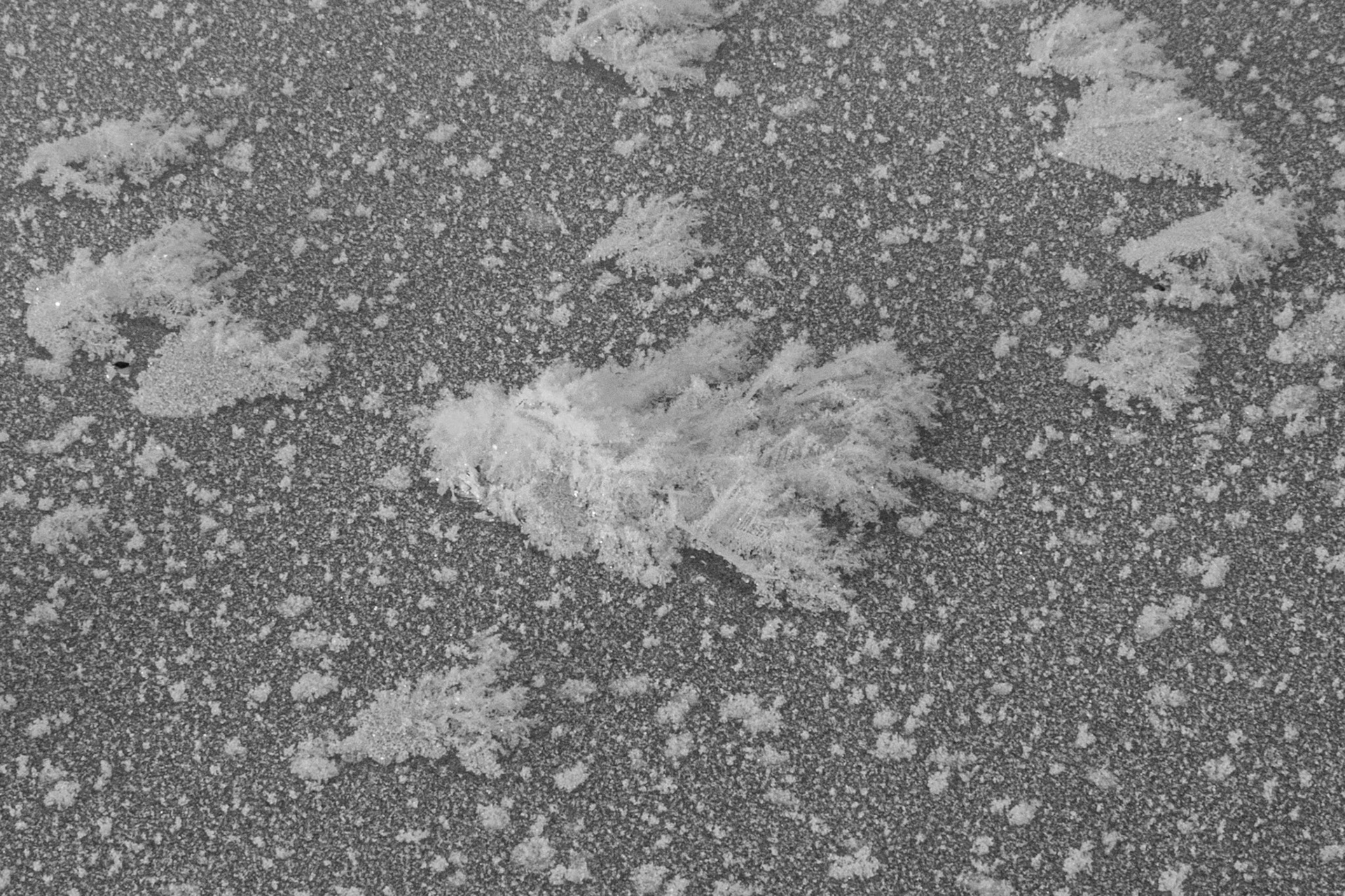 Ice formations on a frozen lake