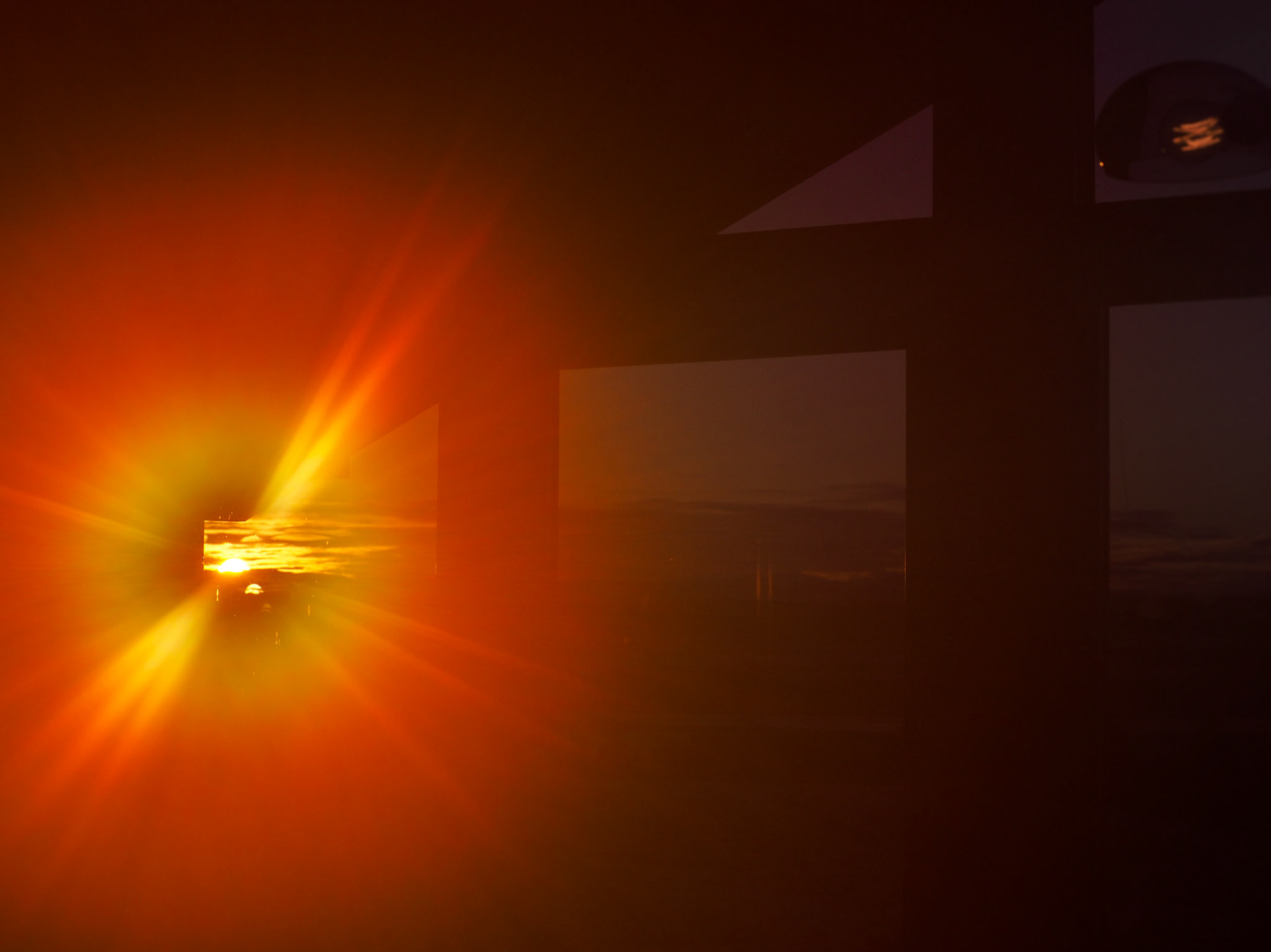 Sunrise bursting through the window