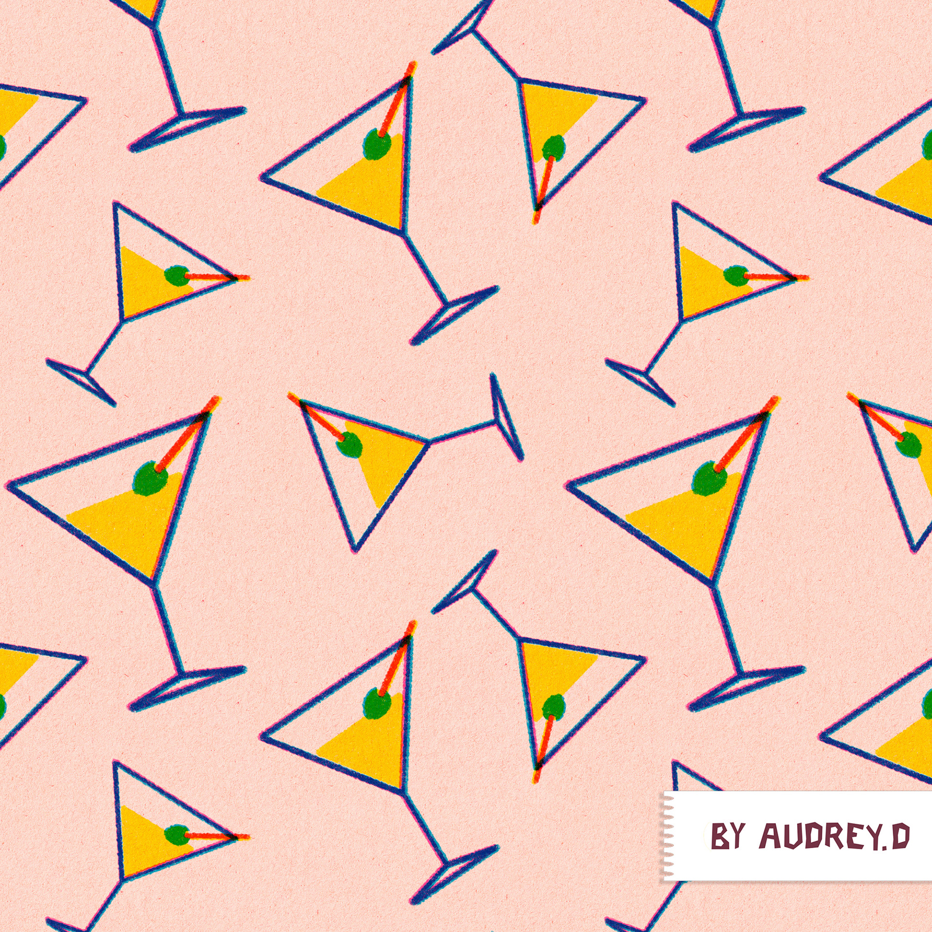A vintage inspired digital pattern. Risoprint effects and paper texture.