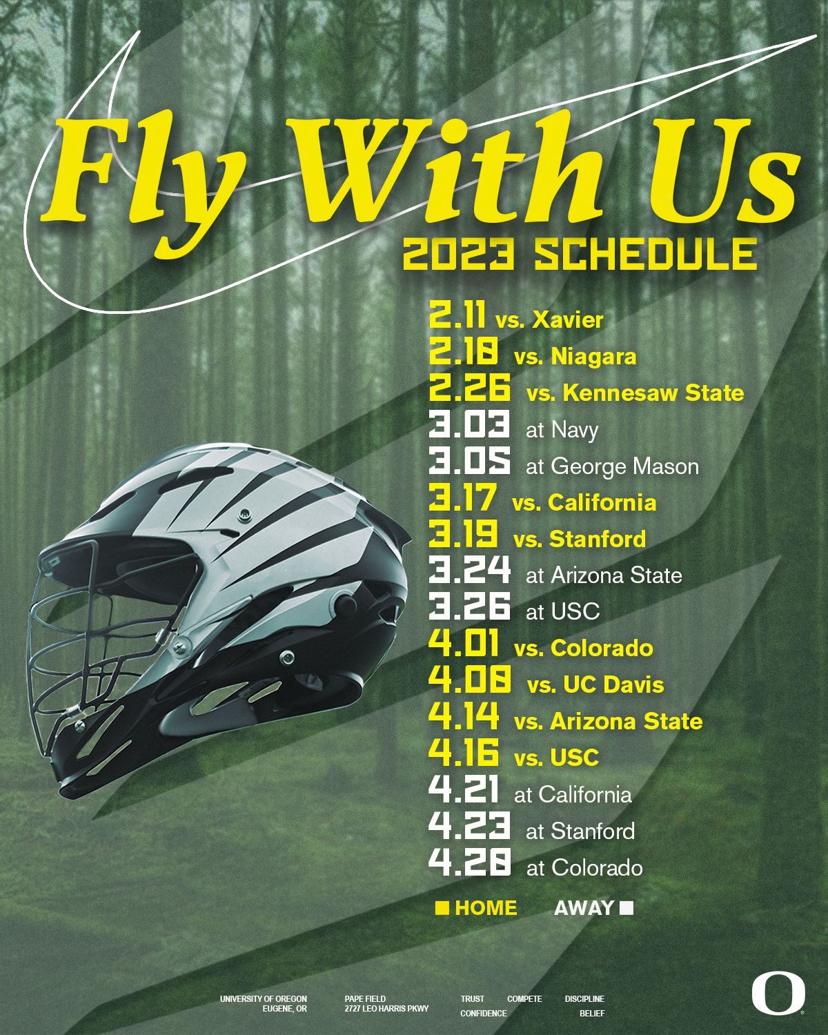 2023 Season Schedule for UO Women's Lacrosse