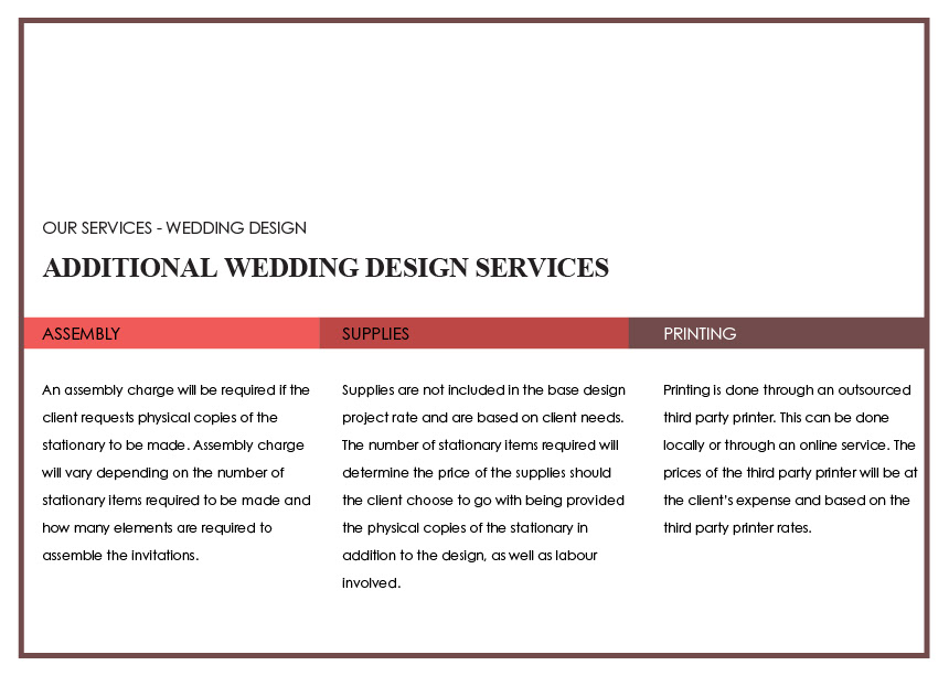 ADDITIONAL WEDDING DESIGN SERVICES