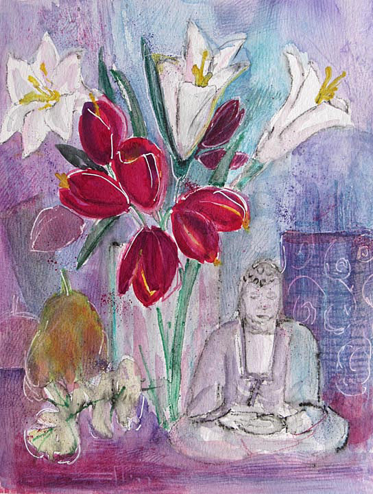 Buddha with Pear  9 x 7