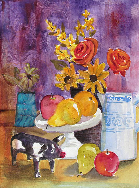 Pig and Pears  11.8 x 8.5