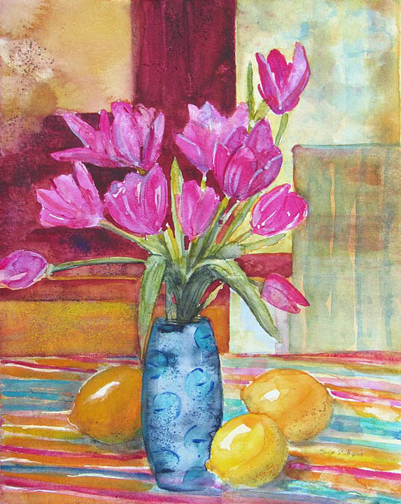 Tulips and Lemons_watercolor  8 x 10