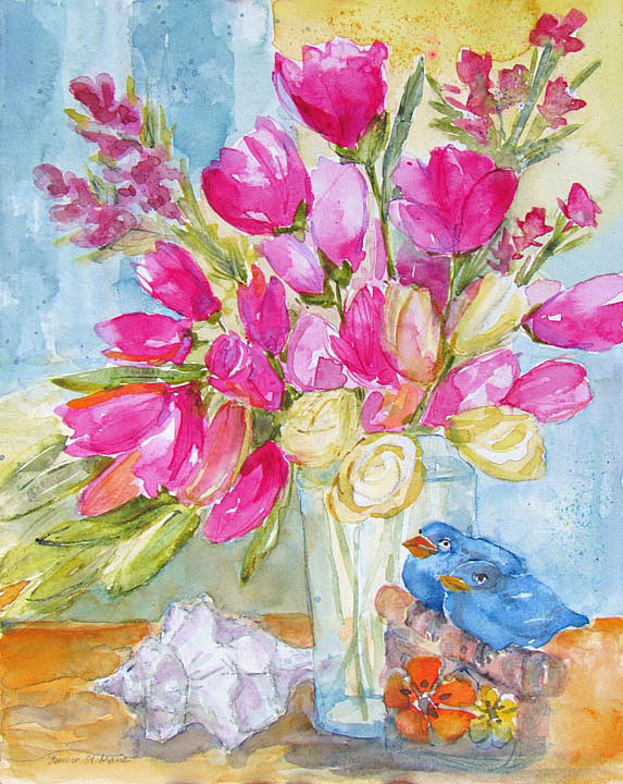 Floral and Shell  8 x 10