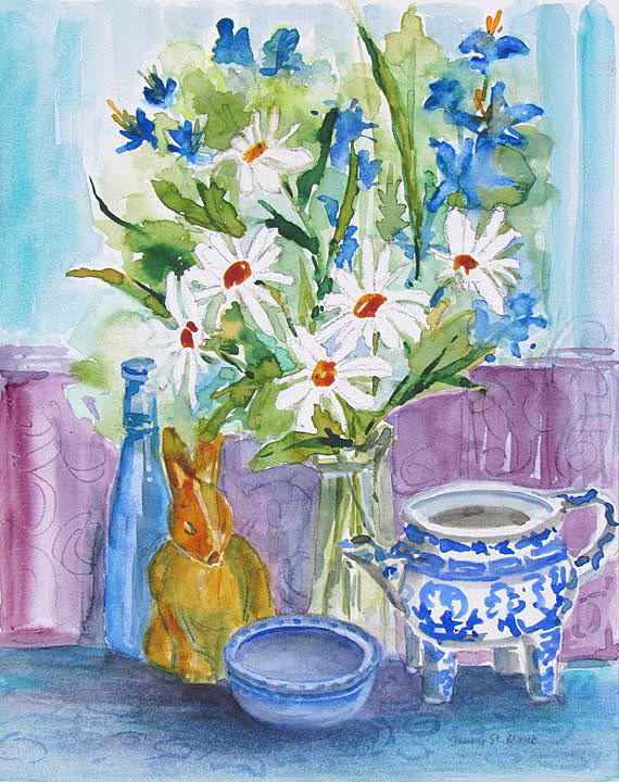 Daisies with Rabbit  8 x 10